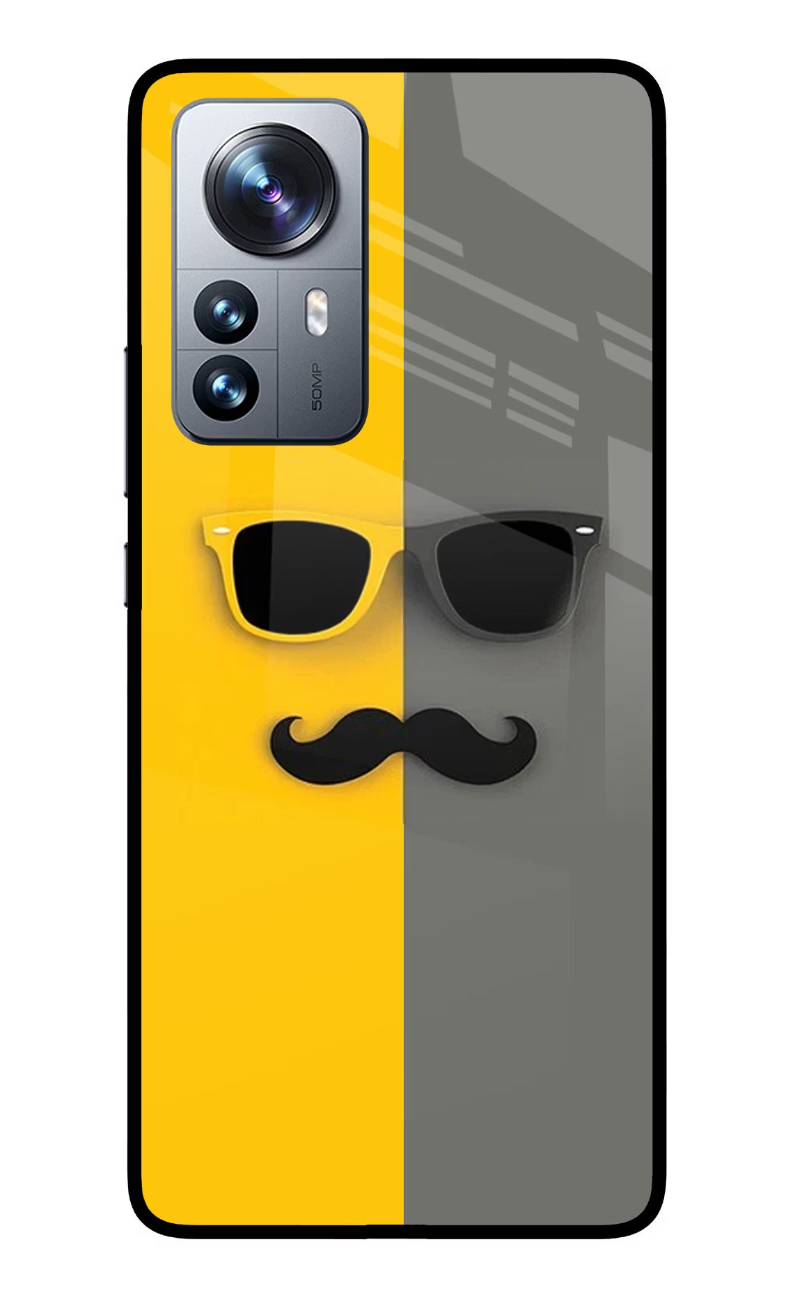 Sunglasses with Mustache Mi 12 Pro 5G Back Cover - Sunglasses with Mustache Mi 12 Pro 5G Glass Case Back Cover by Casekaro Sunglasses with Mustache Mi 12 Pro 5G Glass Case Back Cover by Casekaro
