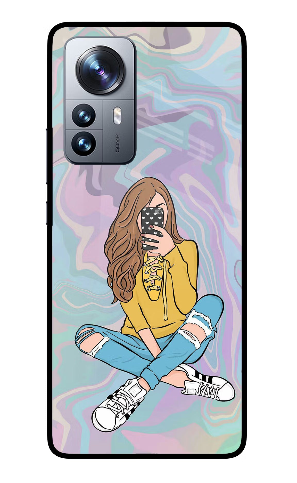 Selfie Girl Mi 12 Pro 5G Glass Case Back Cover by Casekaro
