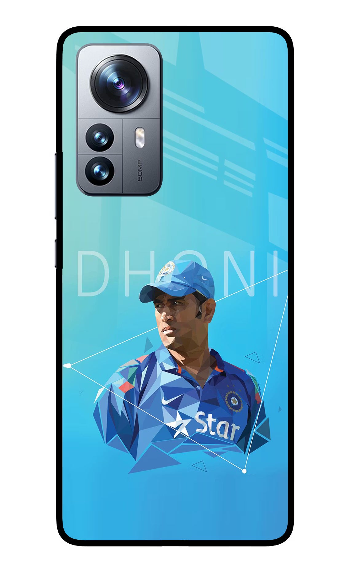 Dhoni Artwork Mi 12 Pro 5G Glass Case Back Cover by Casekaro