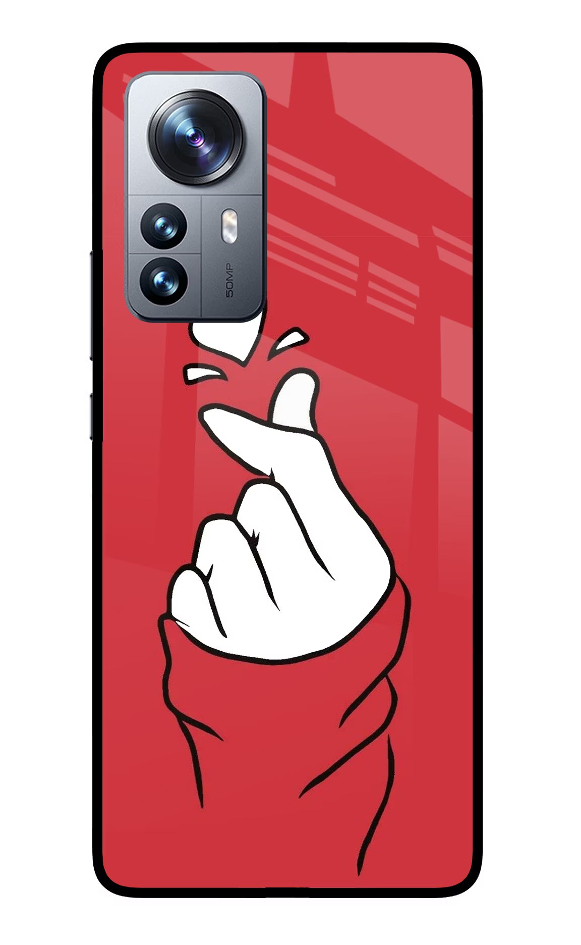 Korean Love Sign Mi 12 Pro 5G Glass Case Back Cover by Casekaro