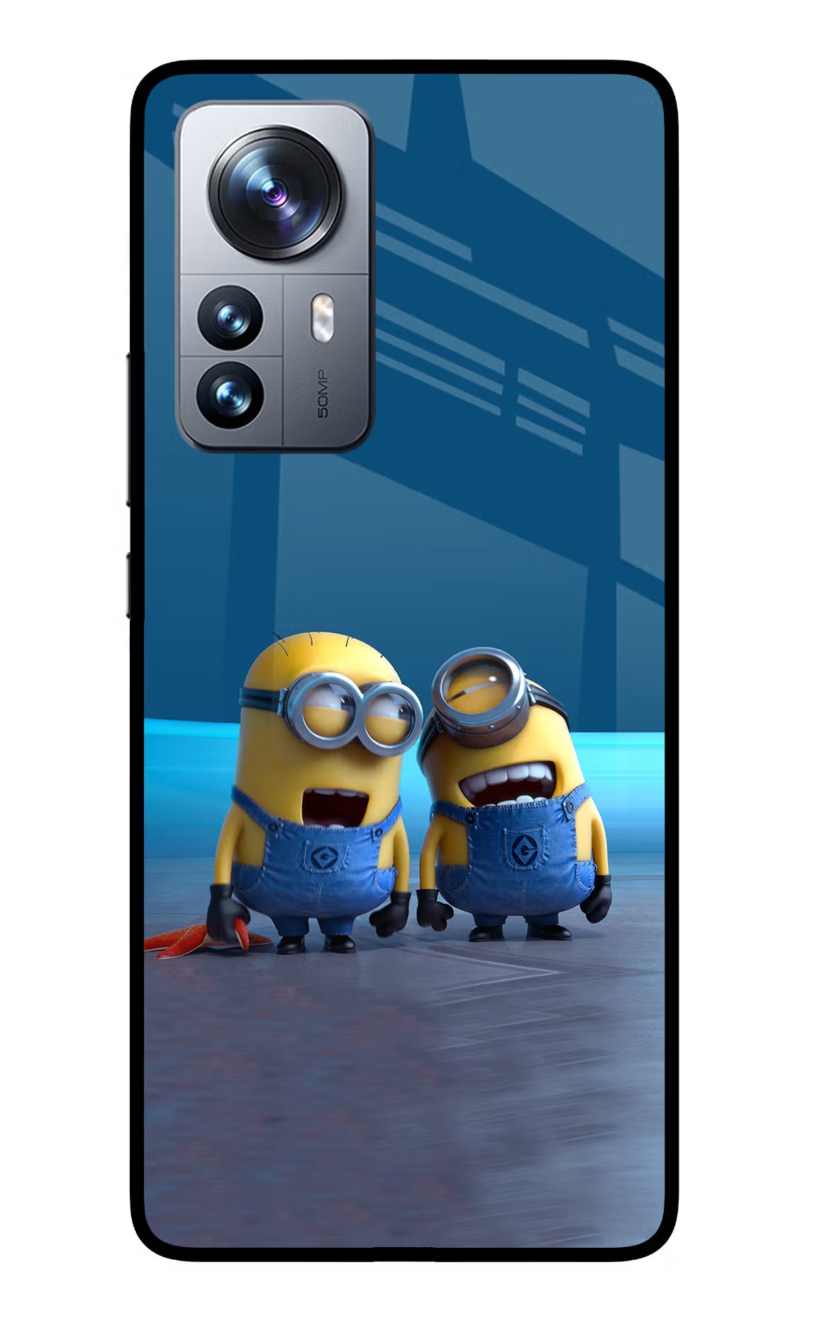 Minion Laughing Mi 12 Pro 5G Back Cover - Minion Laughing Mi 12 Pro 5G Glass Case Back Cover by Casekaro Minion Laughing Mi 12 Pro 5G Glass Case Back Cover by Casekaro