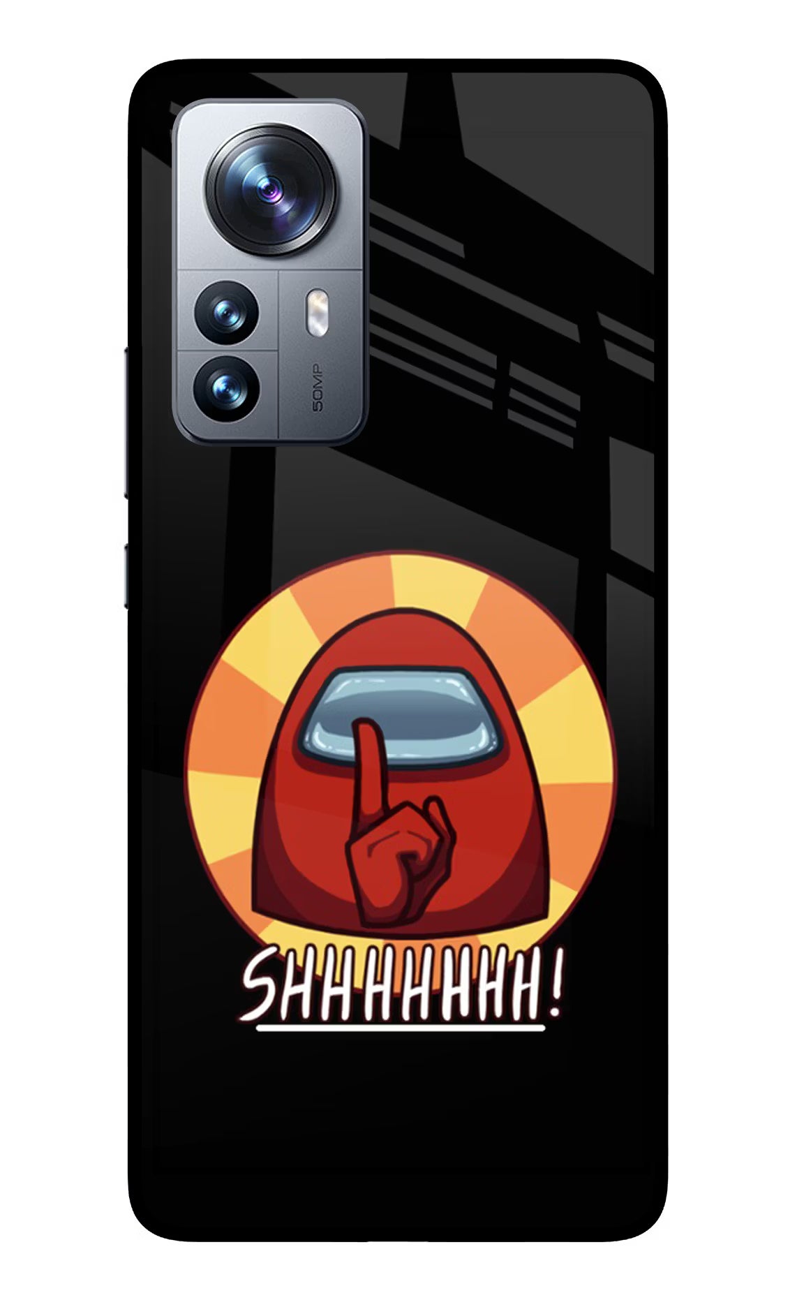 Among Us Shhh! Mi 12 Pro 5G Back Cover - Among Us Shhh! Mi 12 Pro 5G Glass Case Back Cover by Casekaro Among Us Shhh! Mi 12 Pro 5G Glass Case Back Cover by Casekaro