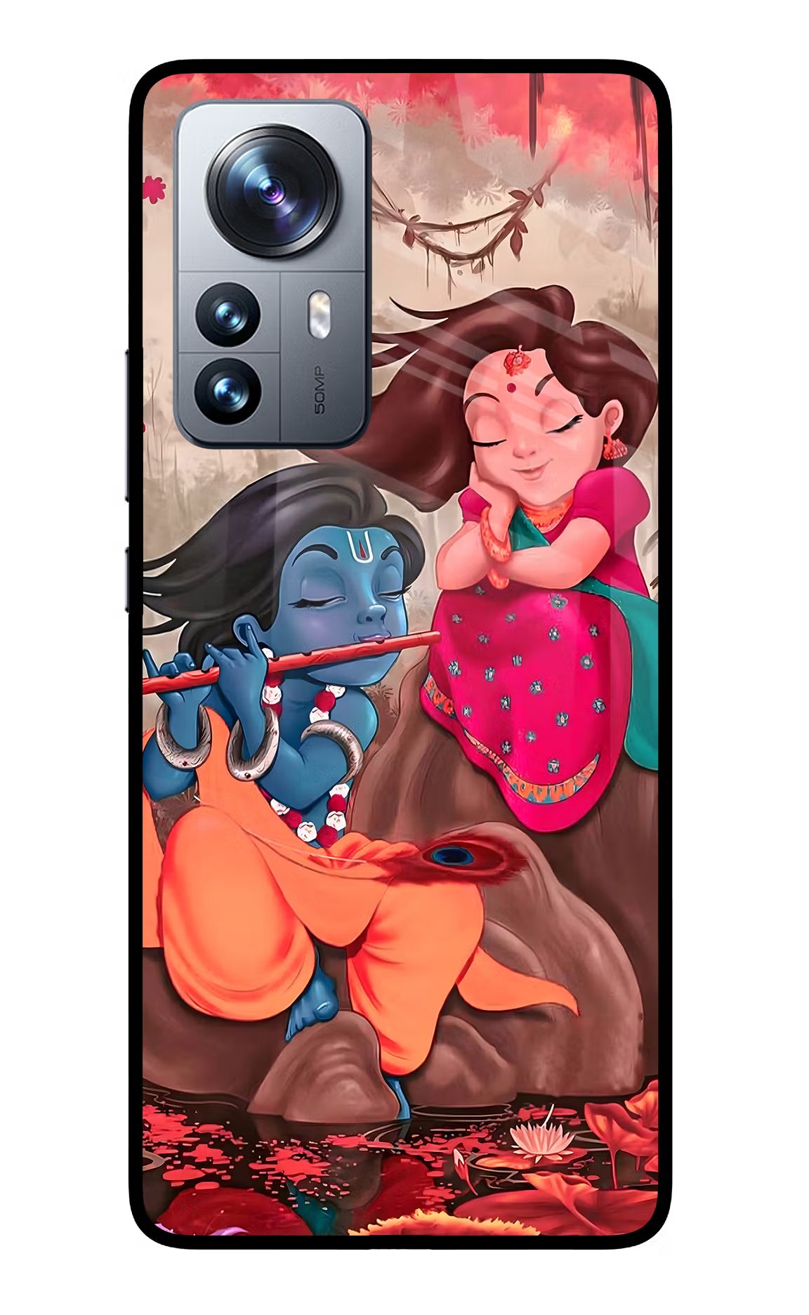Radhe Krishna Mi 12 Pro 5G Back Cover - Radhe Krishna Mi 12 Pro 5G Glass Case Back Cover by Casekaro Radhe Krishna Mi 12 Pro 5G Glass Case Back Cover by Casekaro