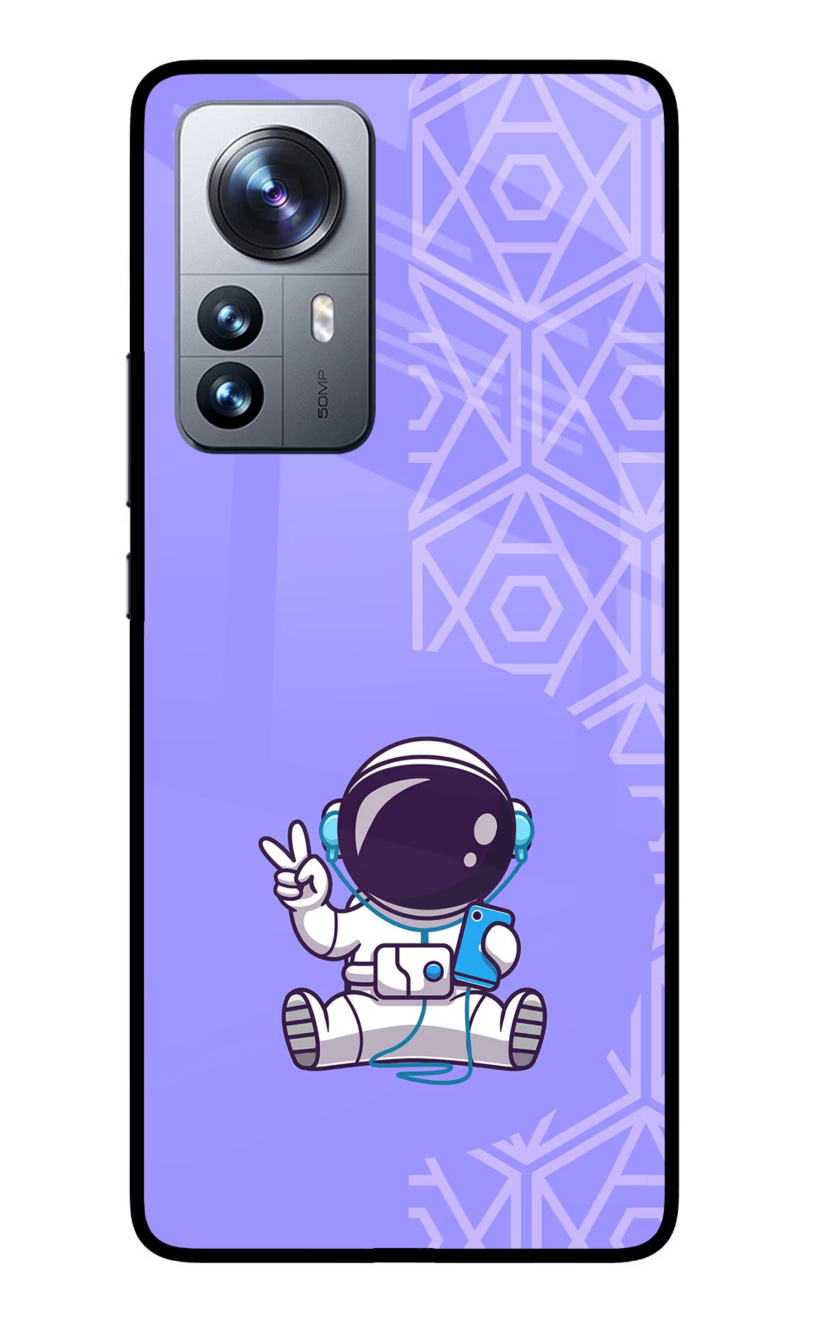 Cute Astronaut Chilling Mi 12 Pro 5G Back Cover - Cute Astronaut Chilling Mi 12 Pro 5G Glass Case Back Cover by Casekaro Cute Astronaut Chilling Mi 12 Pro 5G Glass Case Back Cover by Casekaro