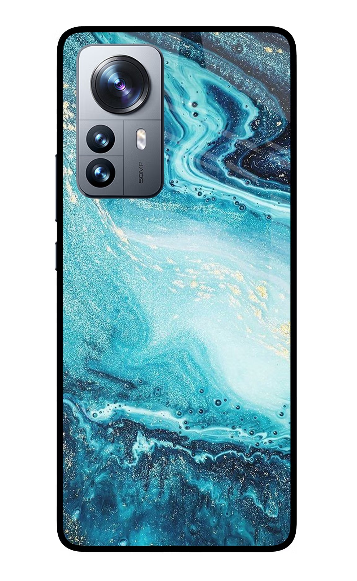 Blue Glitter Marble Mi 12 Pro 5G Glass Case - Blue Glitter Marble Mi 12 Pro 5G Glass Case Blue Glitter Marble Mi 12 Pro 5G Glass Case