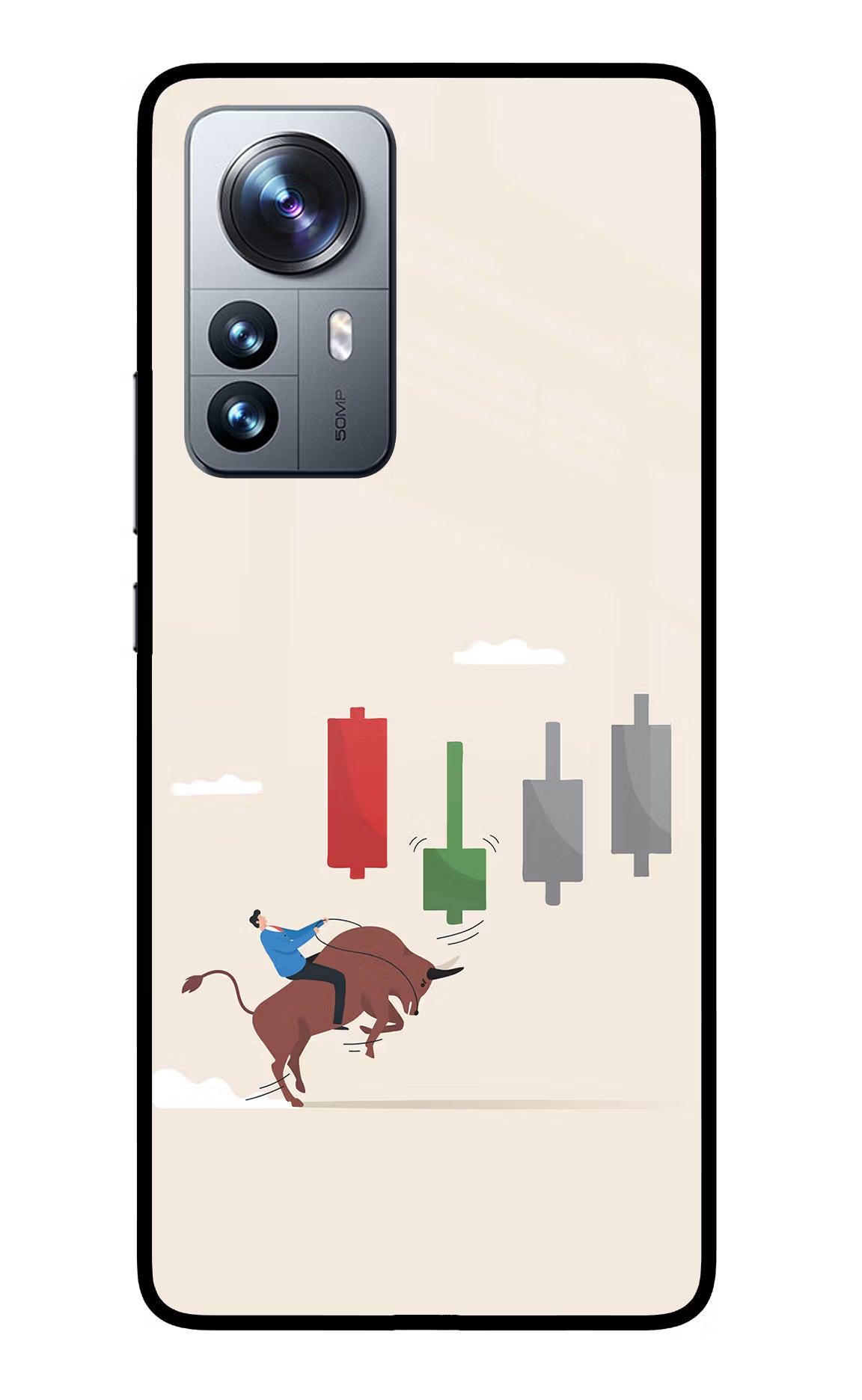 Bull Trading Momentum Mi 12 Pro 5G Back Cover - Bull Trading Momentum Mi 12 Pro 5G Glass Case Back Cover by Casekaro Bull Trading Momentum Mi 12 Pro 5G Glass Case Back Cover by Casekaro