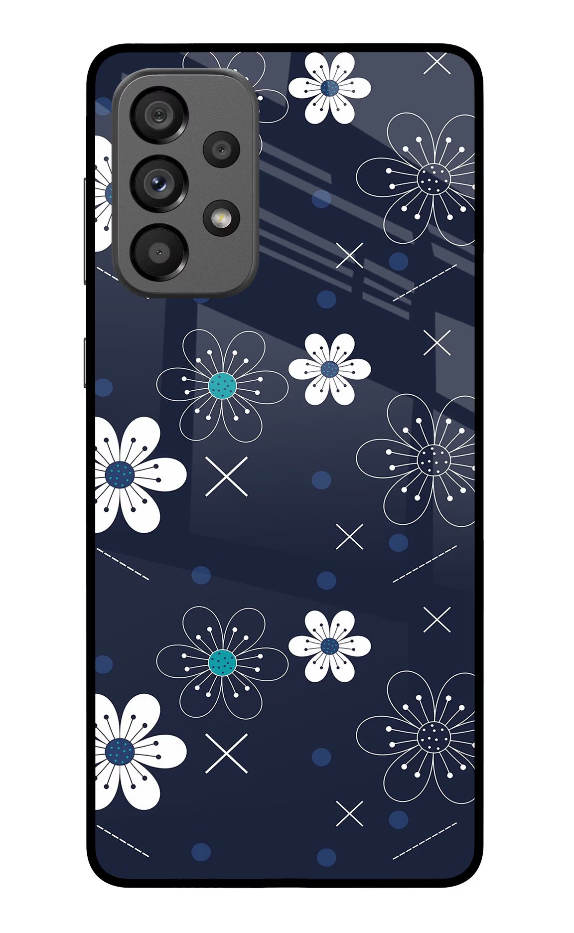 Flowers Samsung A73 5G Glass Case - Flowers Samsung A73 5G Glass Case Flowers Samsung A73 5G Glass Case