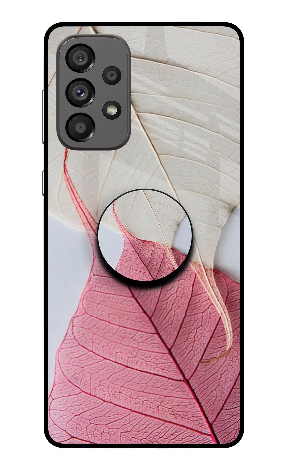 White Pink Leaf Samsung A73 5G Glass Case - White Pink Leaf Samsung A73 5G Glass Case White Pink Leaf Samsung A73 5G Glass Case