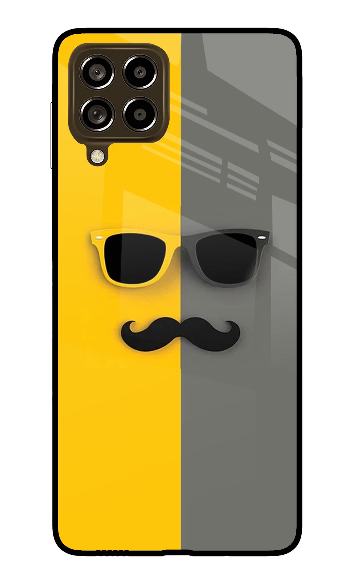 Sunglasses with Mustache Samsung M53 5G Glass Case - Sunglasses with Mustache Samsung M53 5G Glass Case Sunglasses with Mustache Samsung M53 5G Glass Case