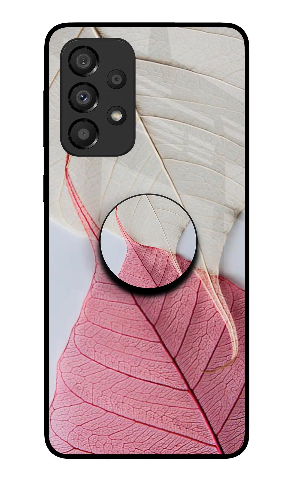 White Pink Leaf Samsung A33 5G Glass Case - White Pink Leaf Samsung A33 5G Glass Case White Pink Leaf Samsung A33 5G Glass Case