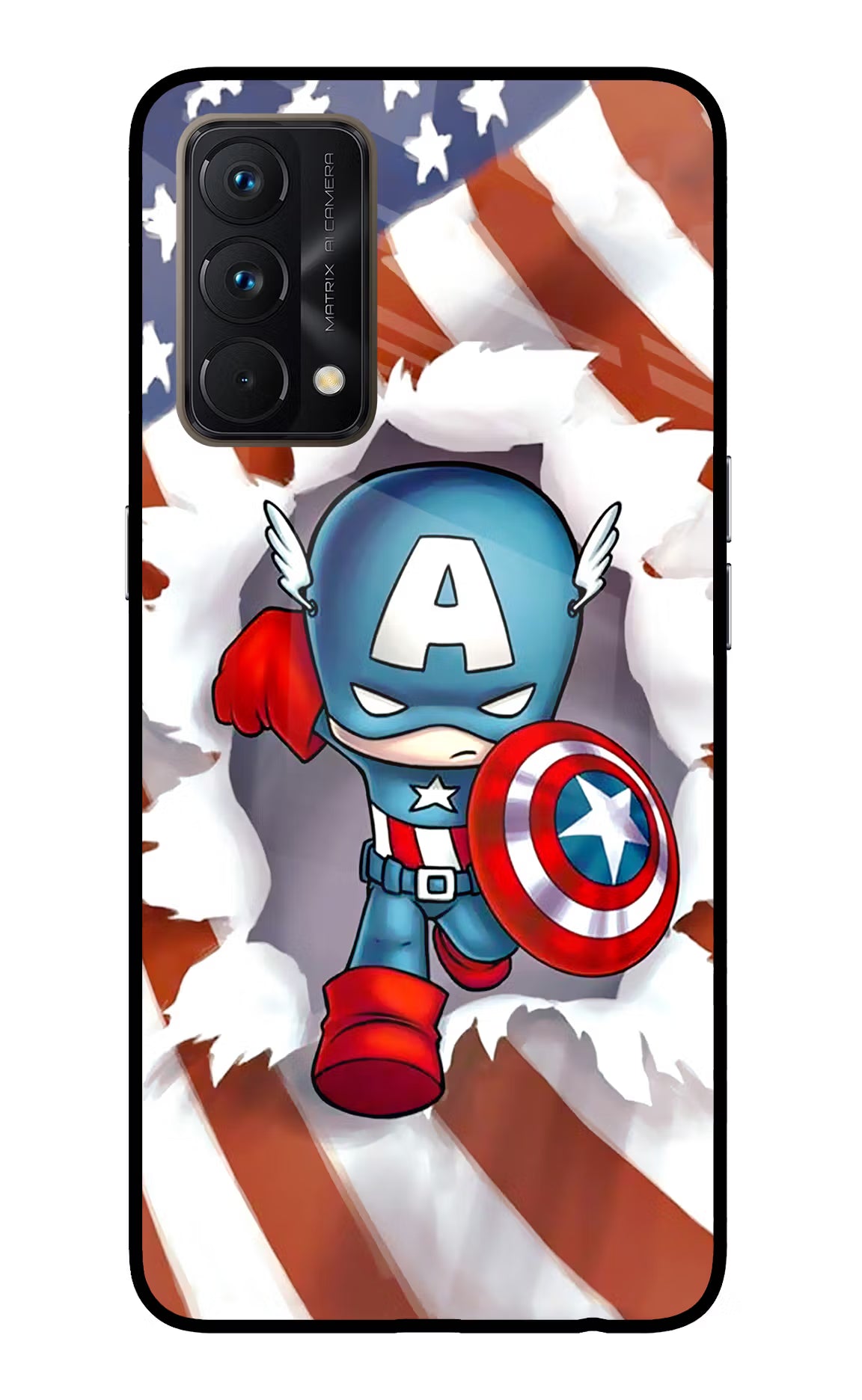 Captain America Realme GT Master Edition Back Cover - Captain America Realme GT Master Edition Glass Case Back Cover by Casekaro Captain America Realme GT Master Edition Glass Case Back Cover by Casekaro