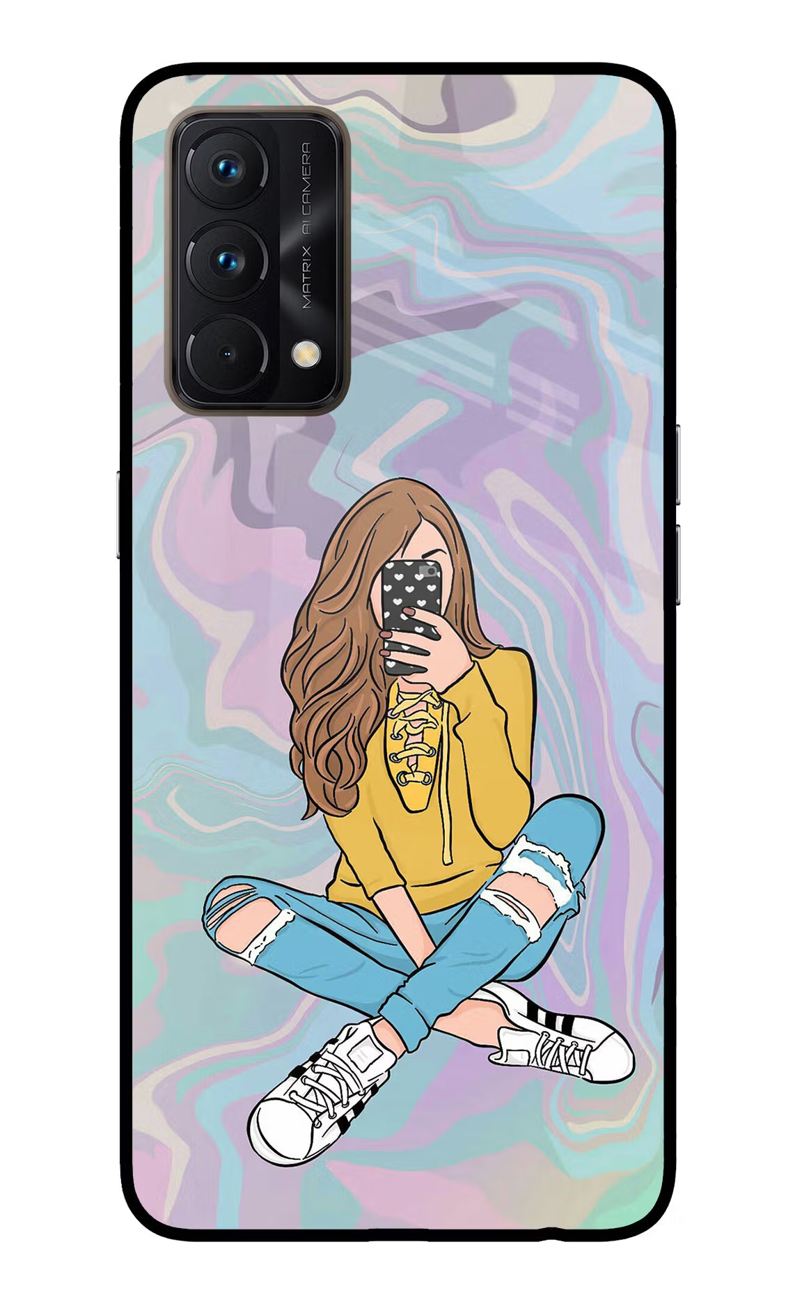 Selfie Girl Realme GT Master Edition Back Cover - Selfie Girl Realme GT Master Edition Glass Case Back Cover by Casekaro Selfie Girl Realme GT Master Edition Glass Case Back Cover by Casekaro