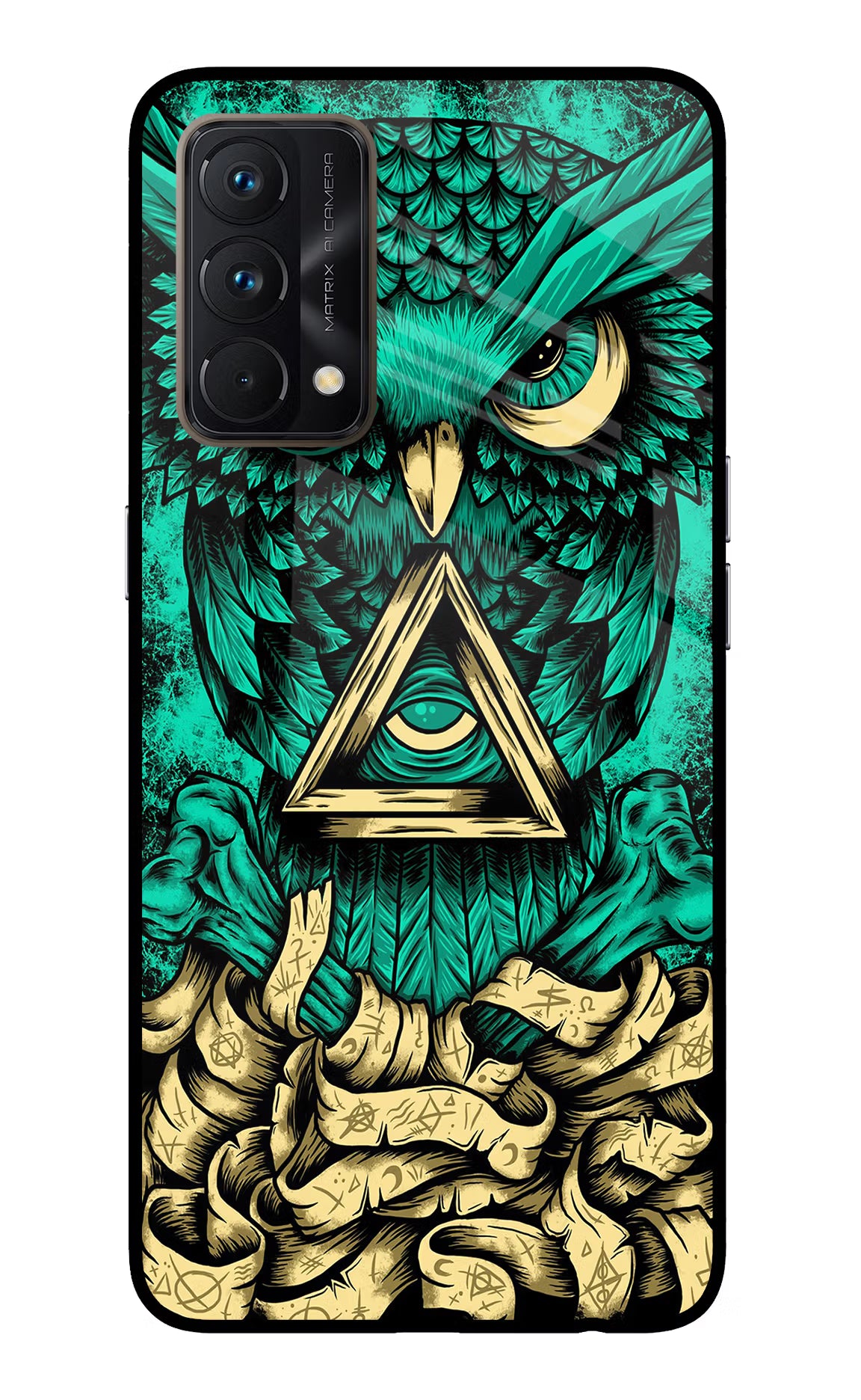 Green Owl Realme GT Master Edition Back Cover - Green Owl Realme GT Master Edition Glass Case Back Cover by Casekaro Green Owl Realme GT Master Edition Glass Case Back Cover by Casekaro
