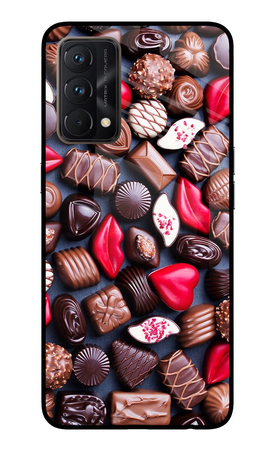 Chocolates Realme GT Master Edition Back Cover - Chocolates Realme GT Master Edition Glass Case Back Cover by Casekaro Chocolates Realme GT Master Edition Glass Case Back Cover by Casekaro