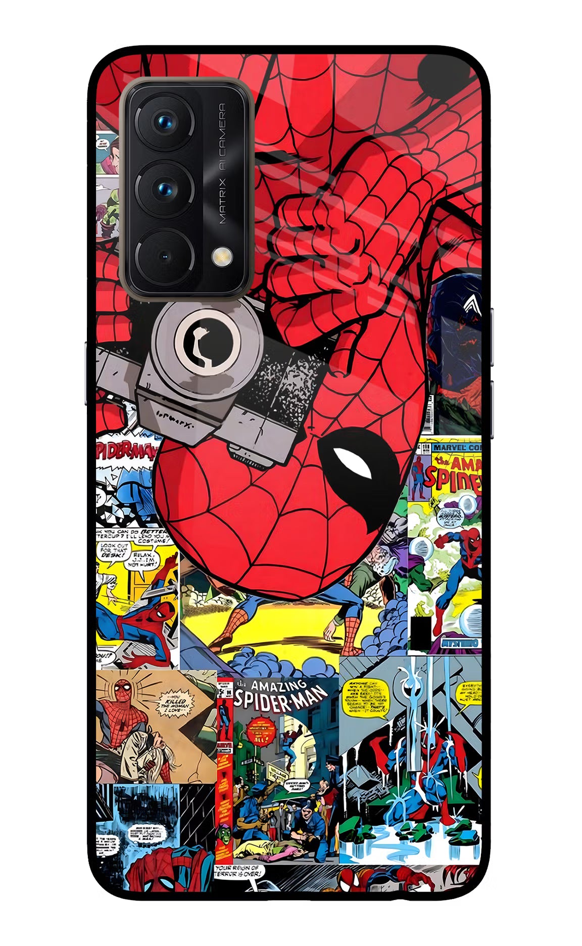 Spider Man Realme GT Master Edition Back Cover - Spider Man Realme GT Master Edition Glass Case Back Cover by Casekaro Spider Man Realme GT Master Edition Glass Case Back Cover by Casekaro