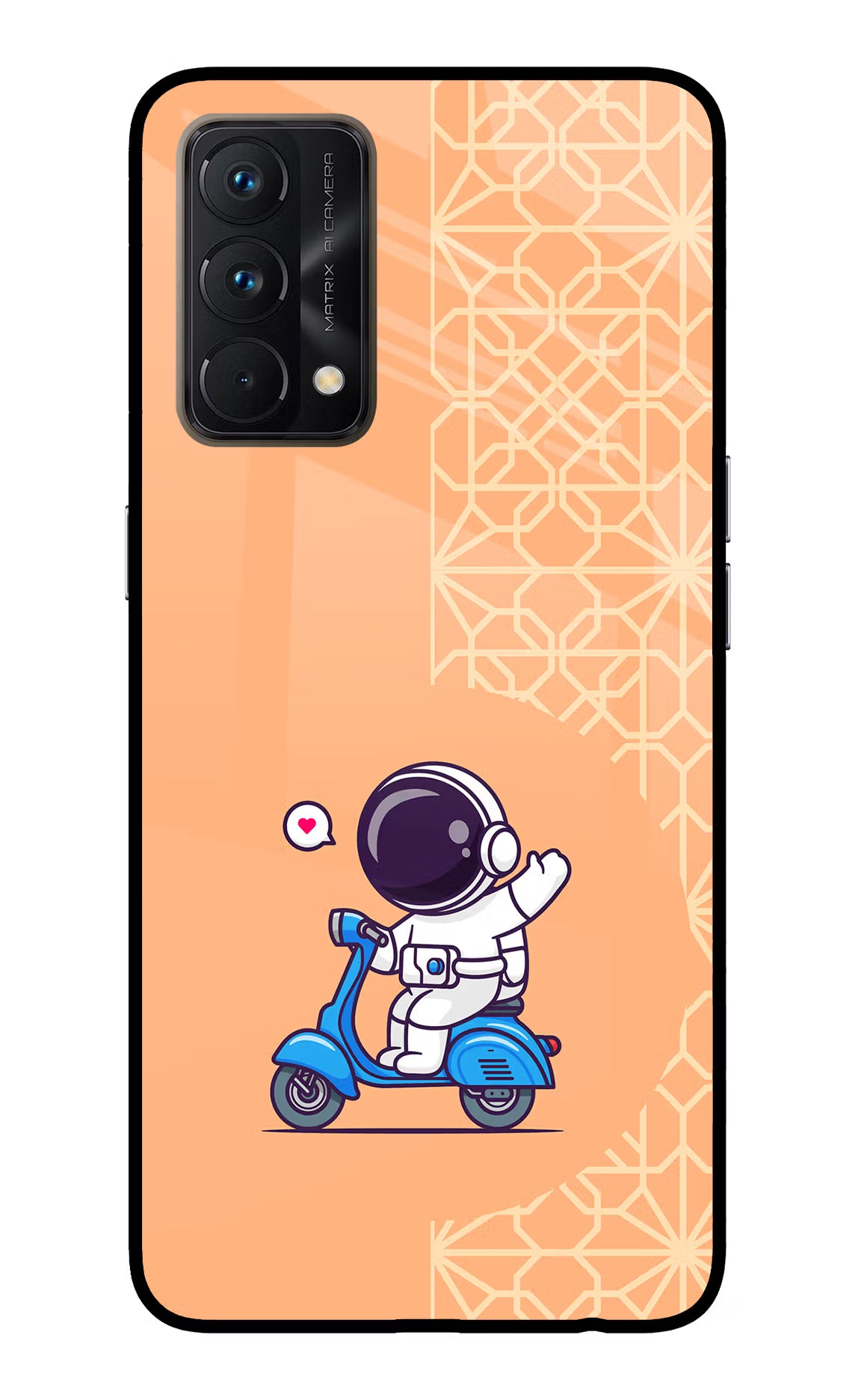 Cute Astronaut Riding Realme GT Master Edition Glass Case - Cute Astronaut Riding Realme GT Master Edition Glass Case Cute Astronaut Riding Realme GT Master Edition Glass Case