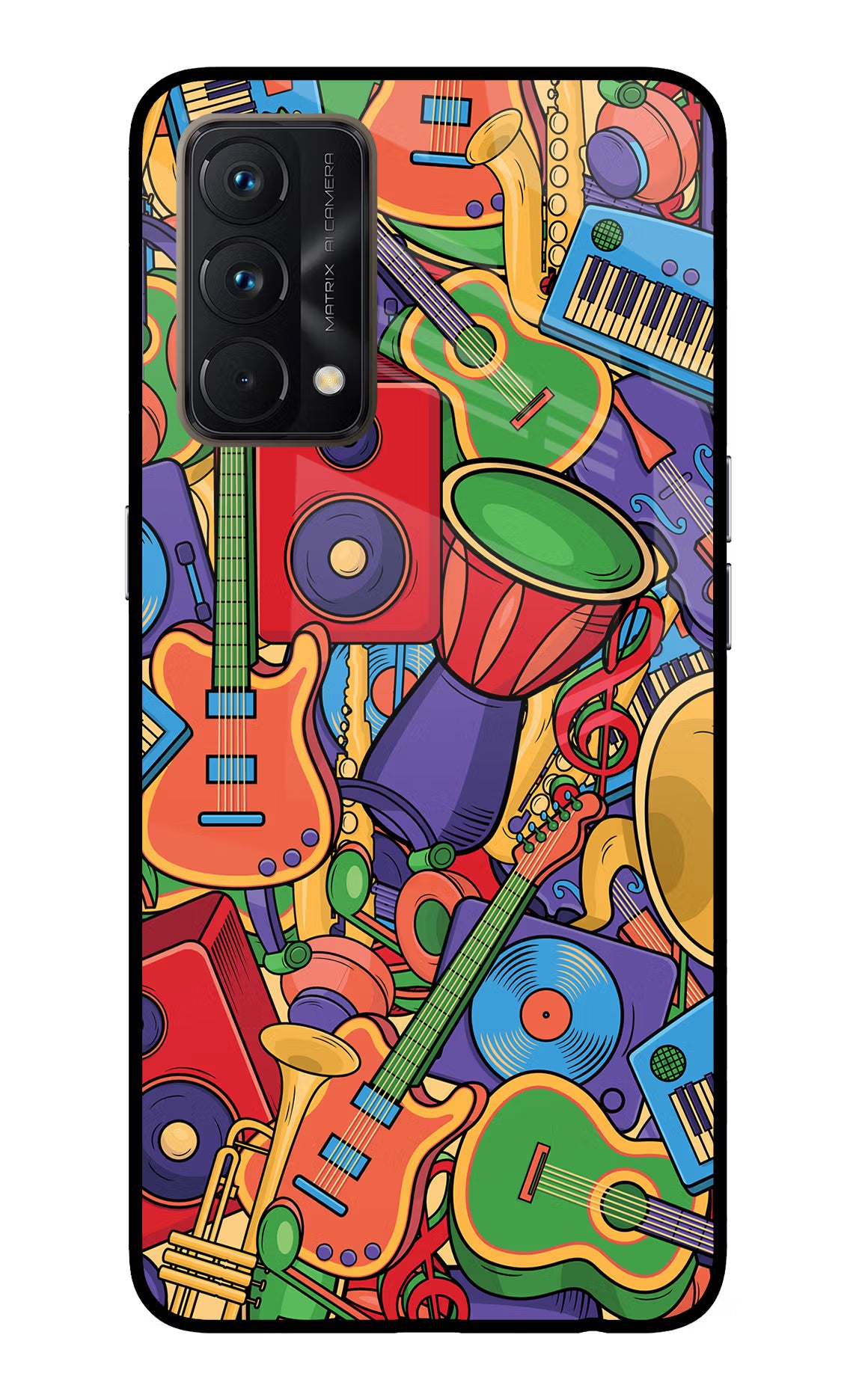 Music Instrument Doodle Realme GT Master Edition Back Cover - Music Instrument Doodle Realme GT Master Edition Glass Case Back Cover by Casekaro Music Instrument Doodle Realme GT Master Edition Glass Case Back Cover by Casekaro