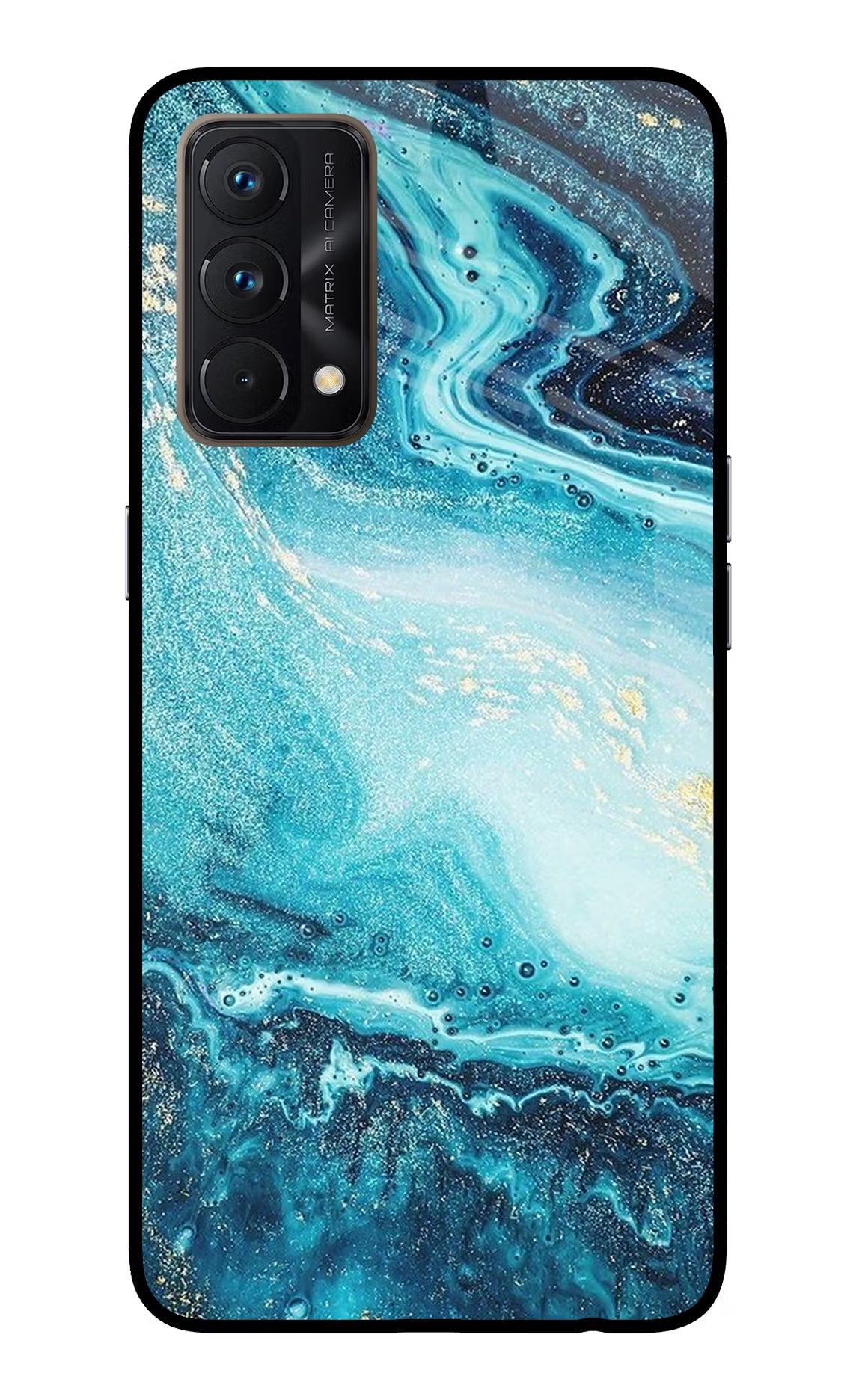 Blue Glitter Marble Realme GT Master Edition Back Cover - Blue Glitter Marble Realme GT Master Edition Glass Case Back Cover by Casekaro Blue Glitter Marble Realme GT Master Edition Glass Case Back Cover by Casekaro