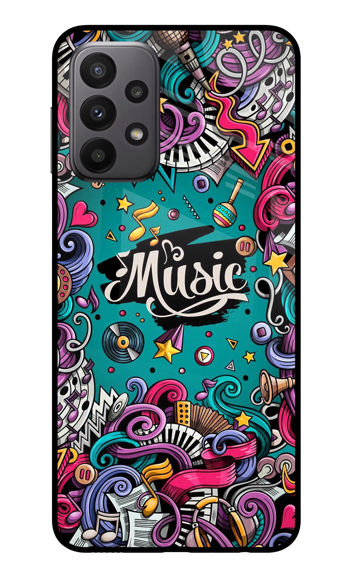 Music Graffiti Samsung A23 Glass Case - Music Graffiti Samsung A23 Glass Case Music Graffiti Samsung A23 Glass Case