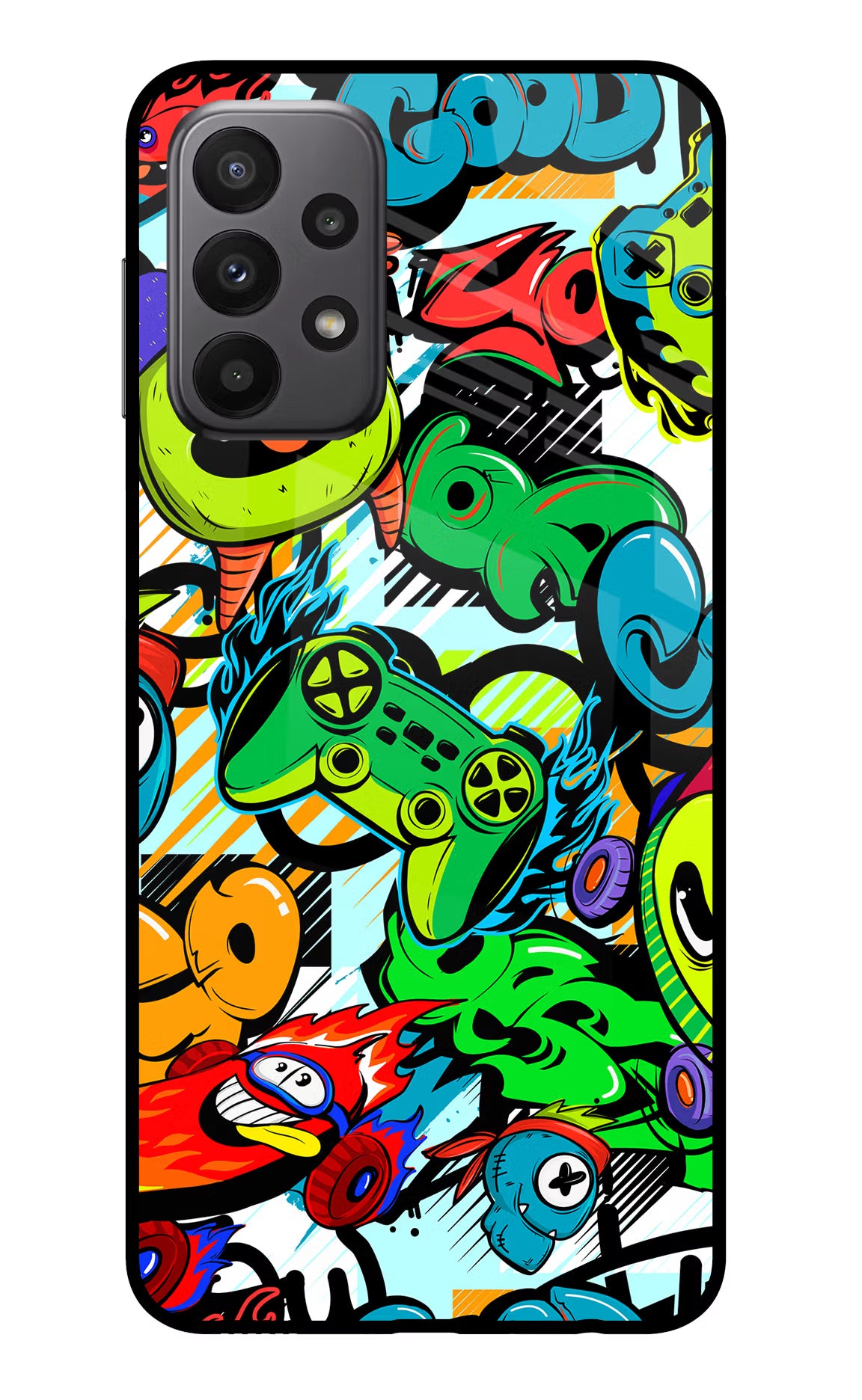 Game Doodle Samsung A23 Glass Case - Game Doodle Samsung A23 Glass Case Game Doodle Samsung A23 Glass Case