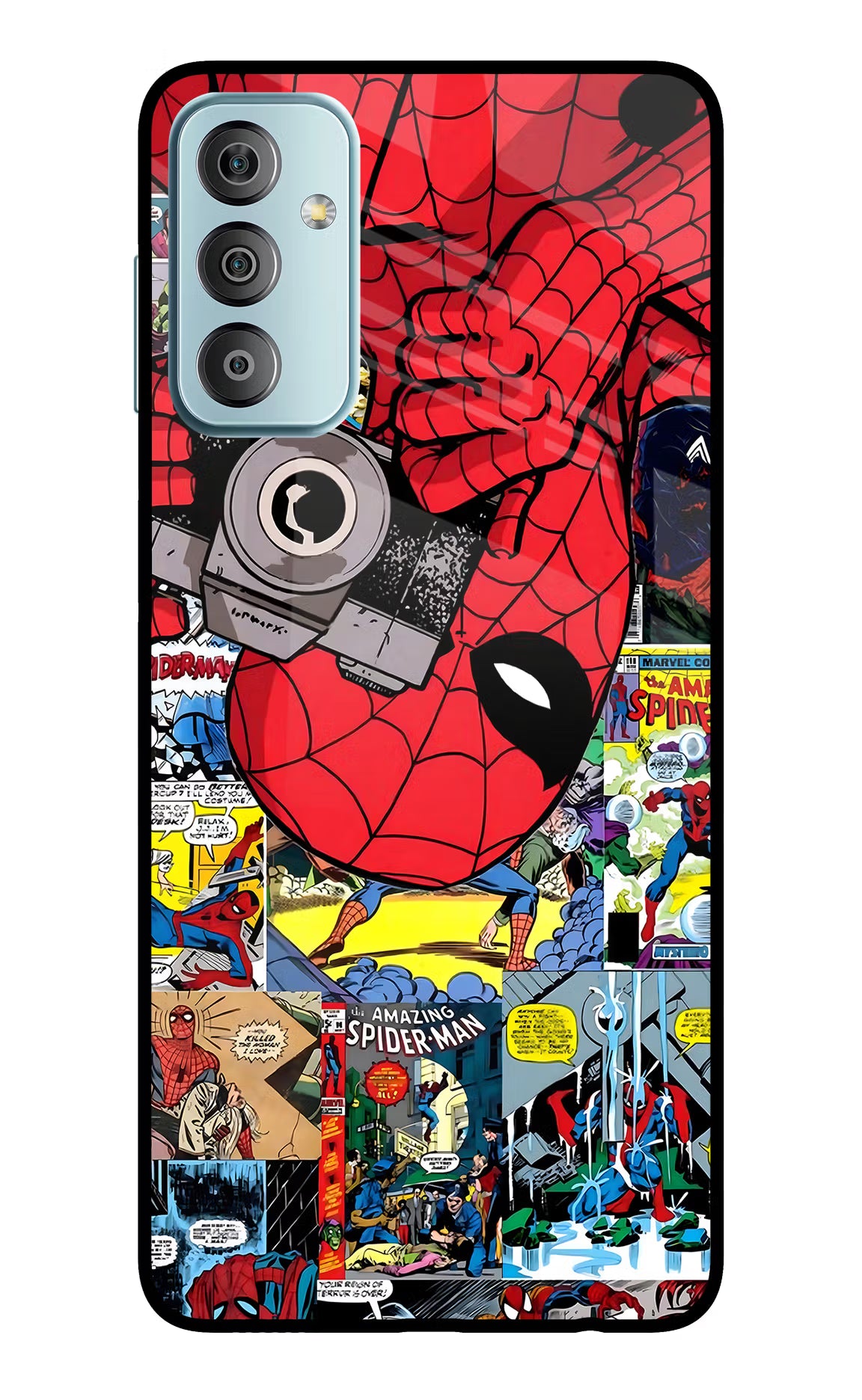 Spider Man Samsung F23 5G Back Cover - Spider Man Samsung F23 5G Glass Case Back Cover by Casekaro Spider Man Samsung F23 5G Glass Case Back Cover by Casekaro