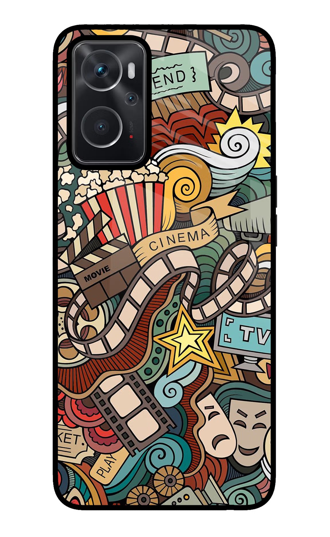 Cinema Abstract Oppo K10 4G Back Cover - Cinema Abstract Oppo K10 4G Glass Case Back Cover by Casekaro Cinema Abstract Oppo K10 4G Glass Case Back Cover by Casekaro