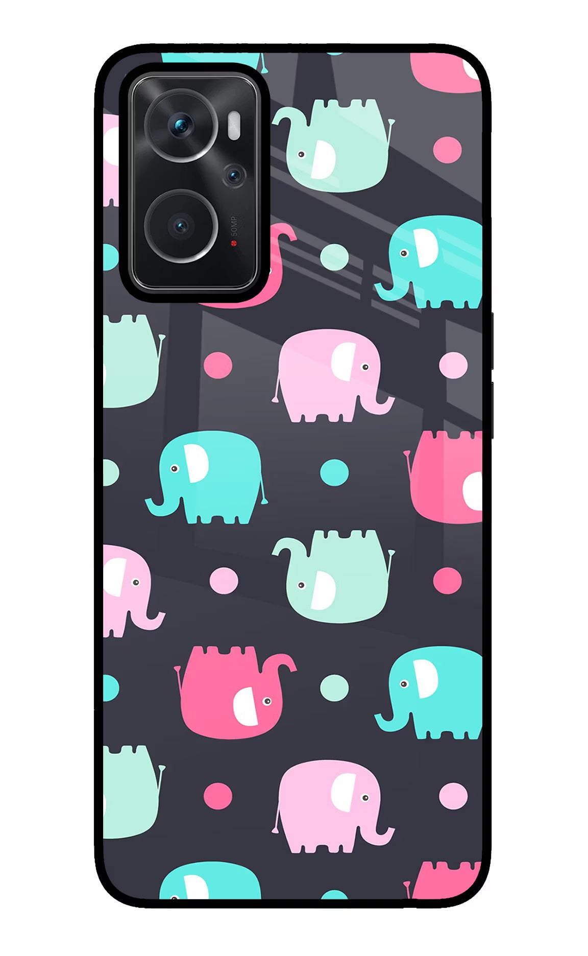 Elephants Oppo K10 4G Back Cover - Elephants Oppo K10 4G Glass Case Back Cover by Casekaro Elephants Oppo K10 4G Glass Case Back Cover by Casekaro