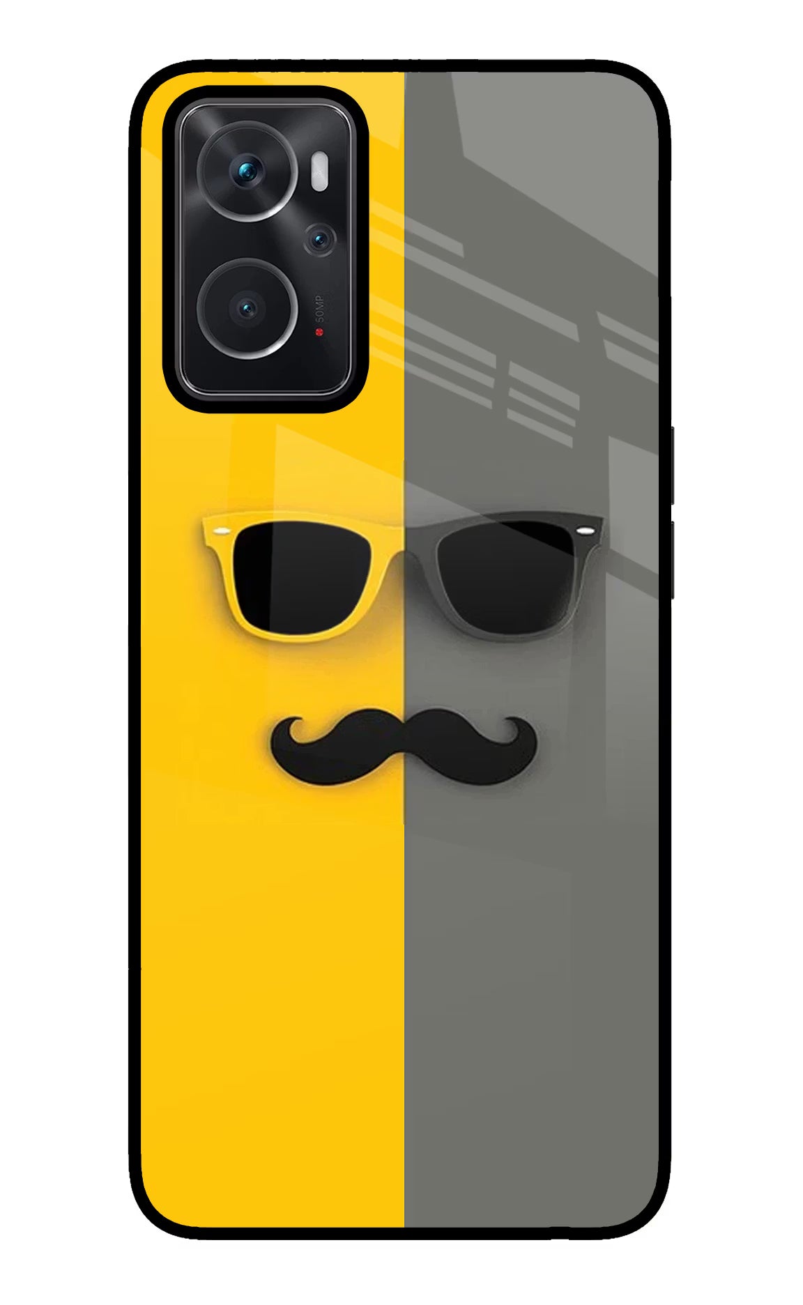 Sunglasses with Mustache Oppo K10 4G Back Cover - Sunglasses with Mustache Oppo K10 4G Glass Case Back Cover by Casekaro Sunglasses with Mustache Oppo K10 4G Glass Case Back Cover by Casekaro
