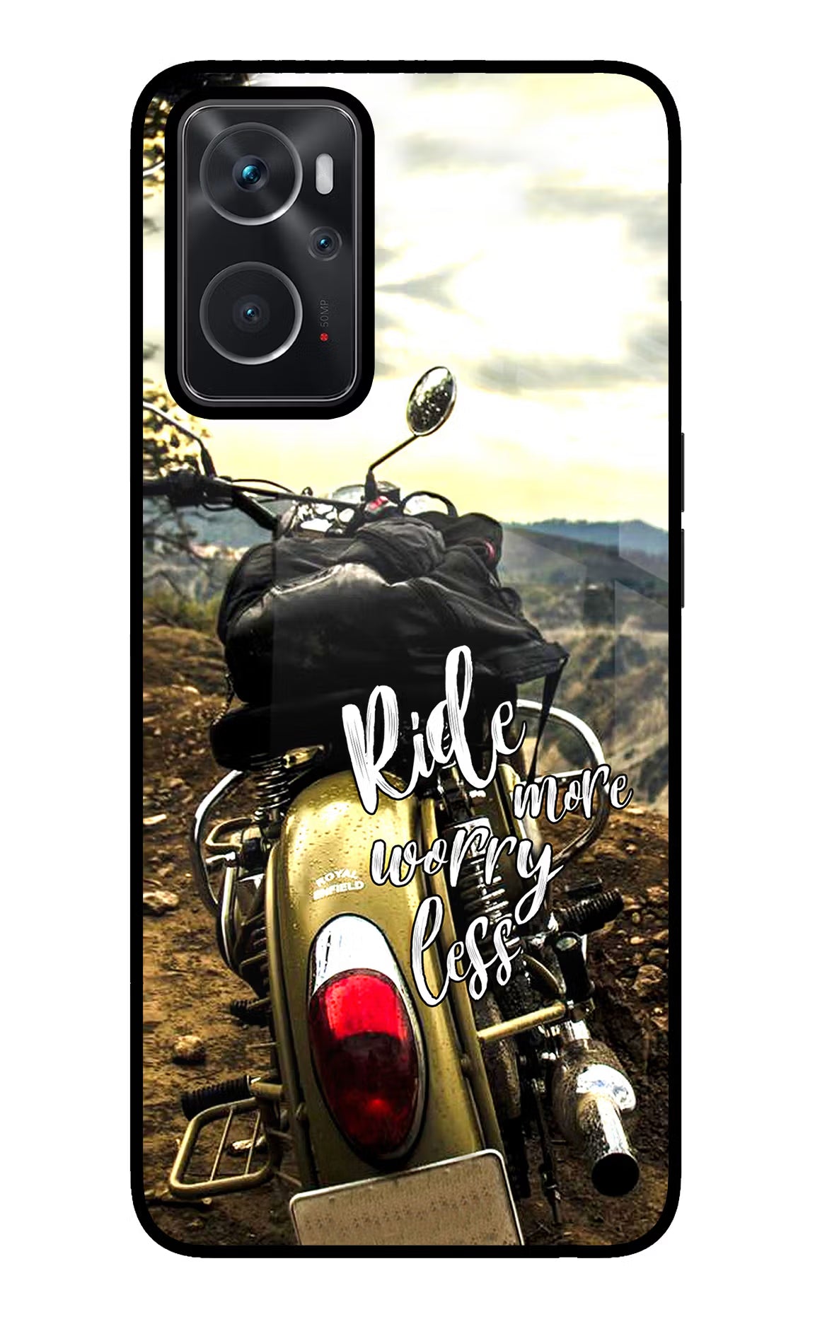 Ride More Worry Less Oppo K10 4G Back Cover - Ride More Worry Less Oppo K10 4G Glass Case Back Cover by Casekaro Ride More Worry Less Oppo K10 4G Glass Case Back Cover by Casekaro