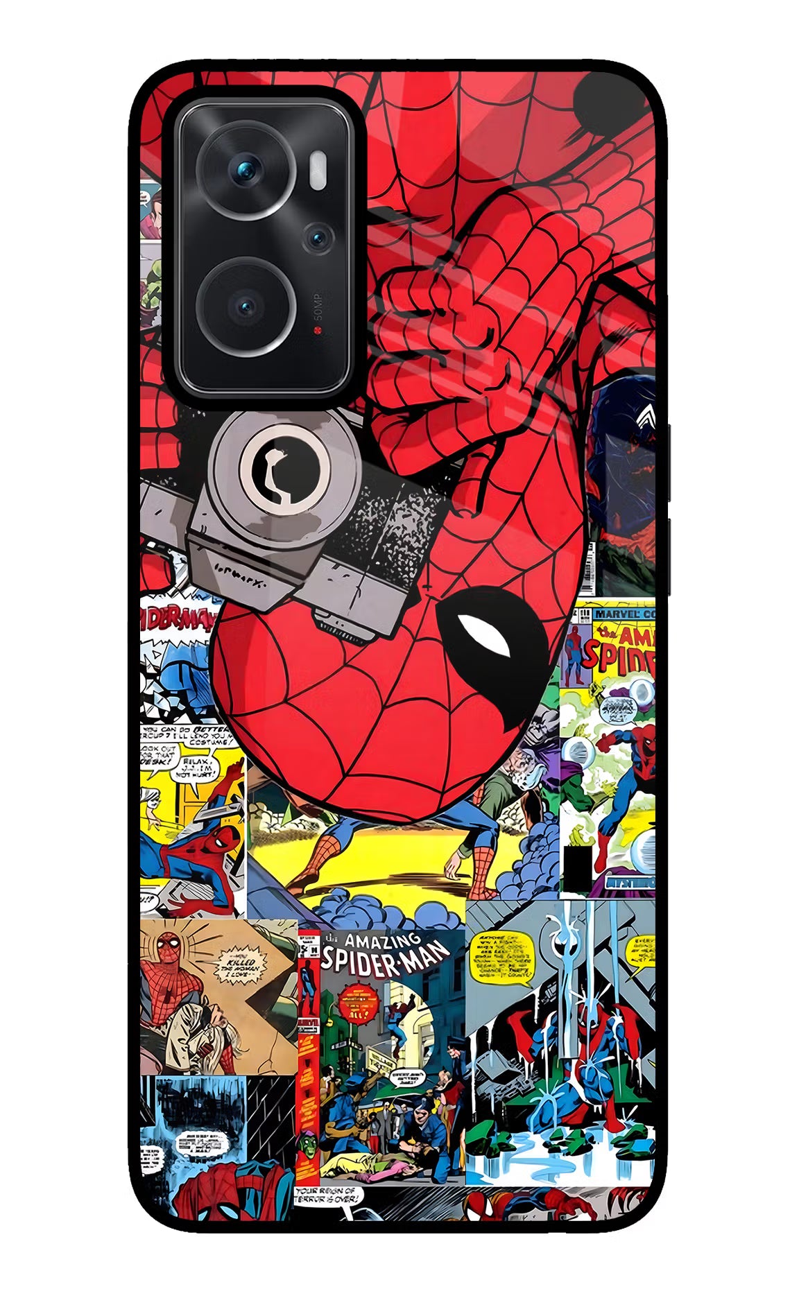 Spider Man Oppo K10 4G Back Cover - Spider Man Oppo K10 4G Glass Case Back Cover by Casekaro Spider Man Oppo K10 4G Glass Case Back Cover by Casekaro