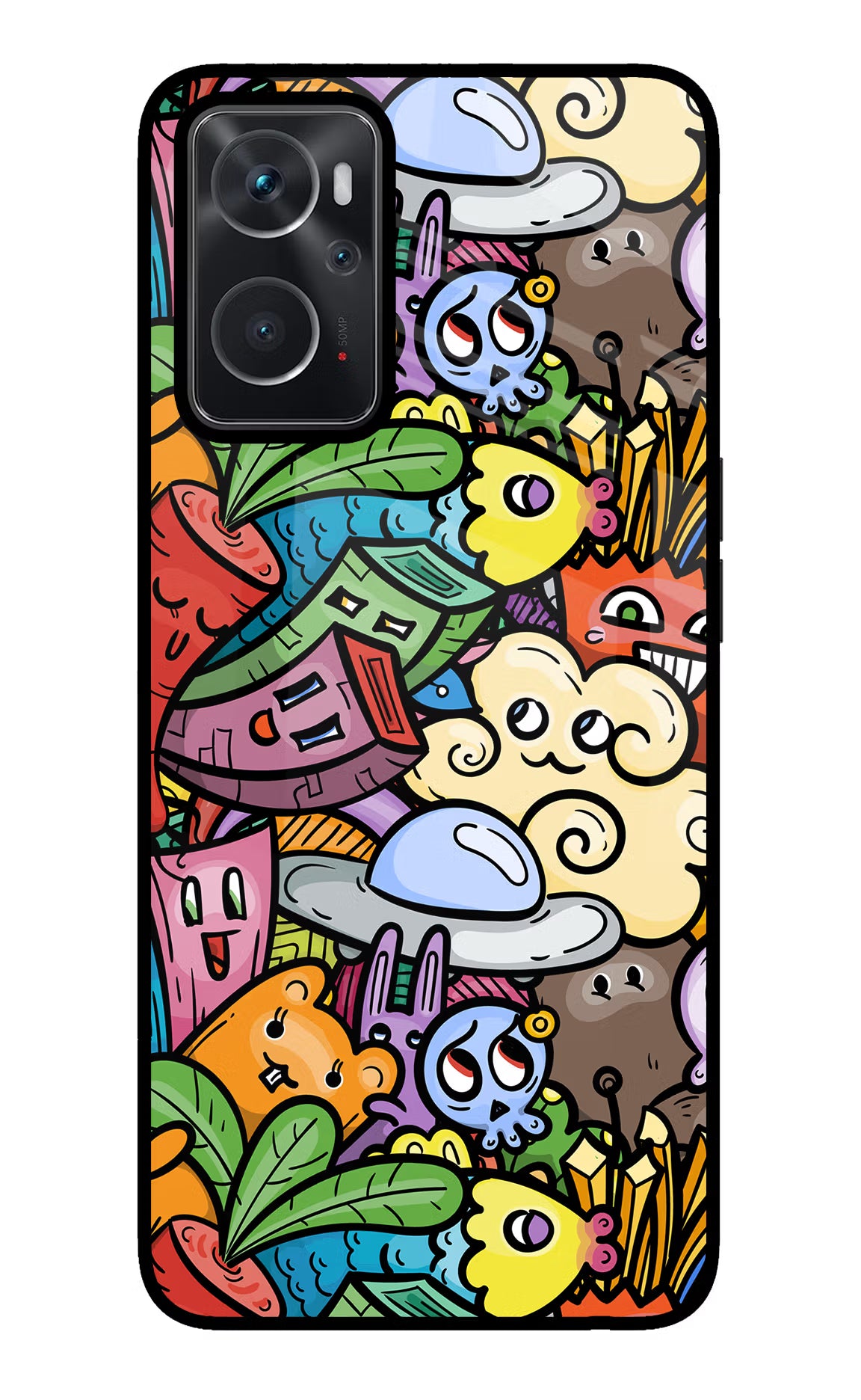 Veggie Doodle Oppo K10 4G Back Cover - Veggie Doodle Oppo K10 4G Glass Case Back Cover by Casekaro Veggie Doodle Oppo K10 4G Glass Case Back Cover by Casekaro