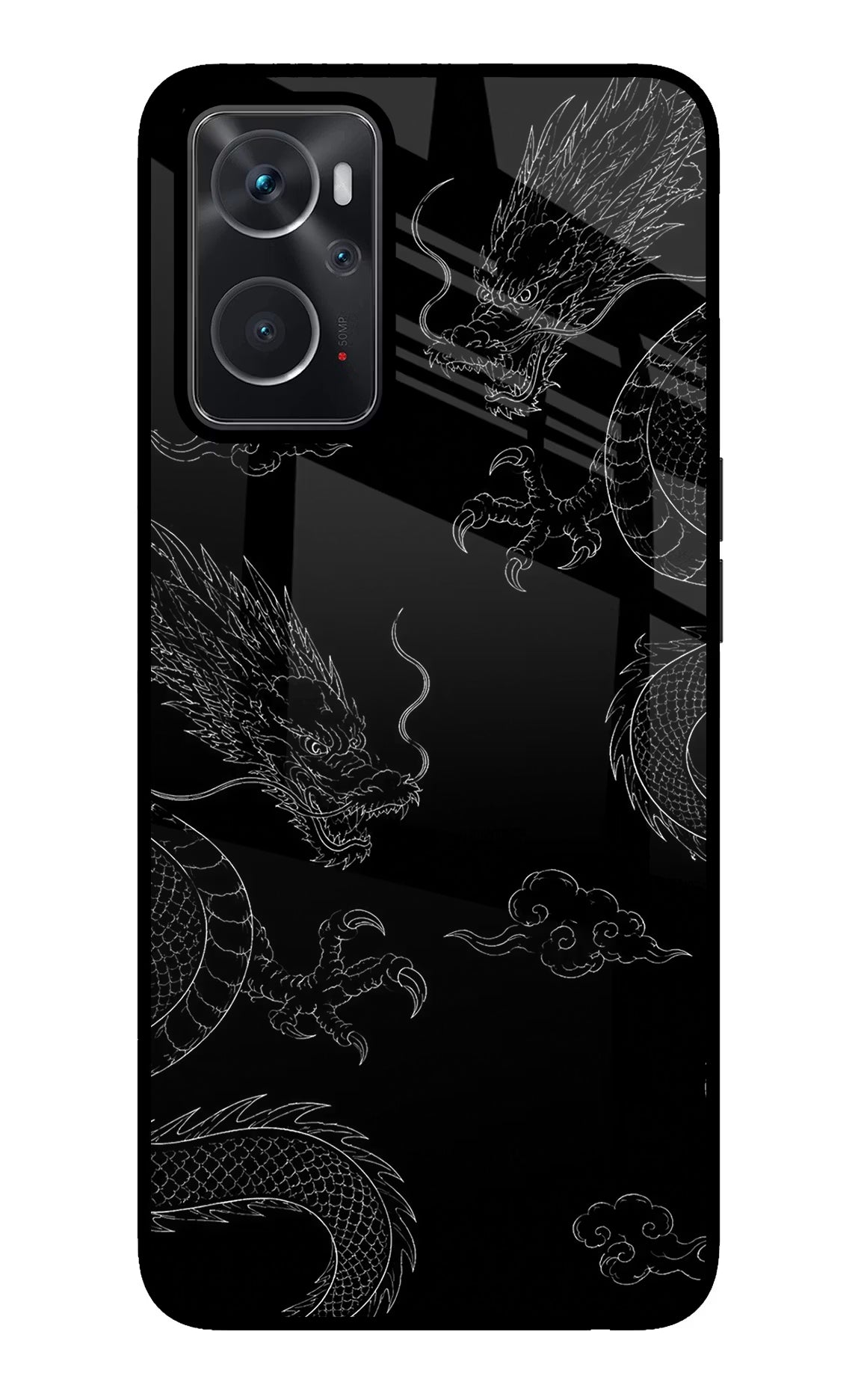 Twin Dragons Oppo K10 4G Back Cover - Twin Dragons Oppo K10 4G Glass Case Back Cover by Casekaro Twin Dragons Oppo K10 4G Glass Case Back Cover by Casekaro