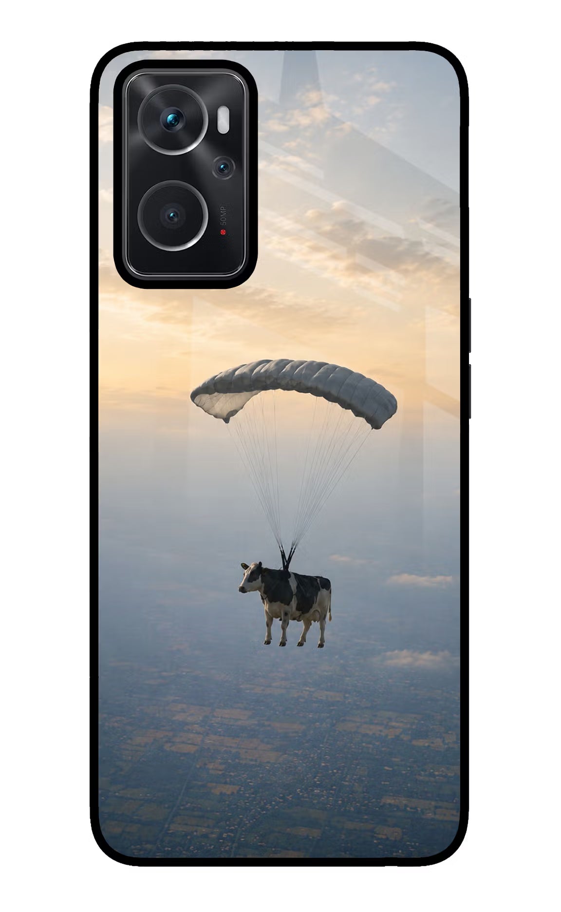 Skydiving Cow Oppo K10 4G Glass Case - Skydiving Cow Oppo K10 4G Glass Case Skydiving Cow Oppo K10 4G Glass Case