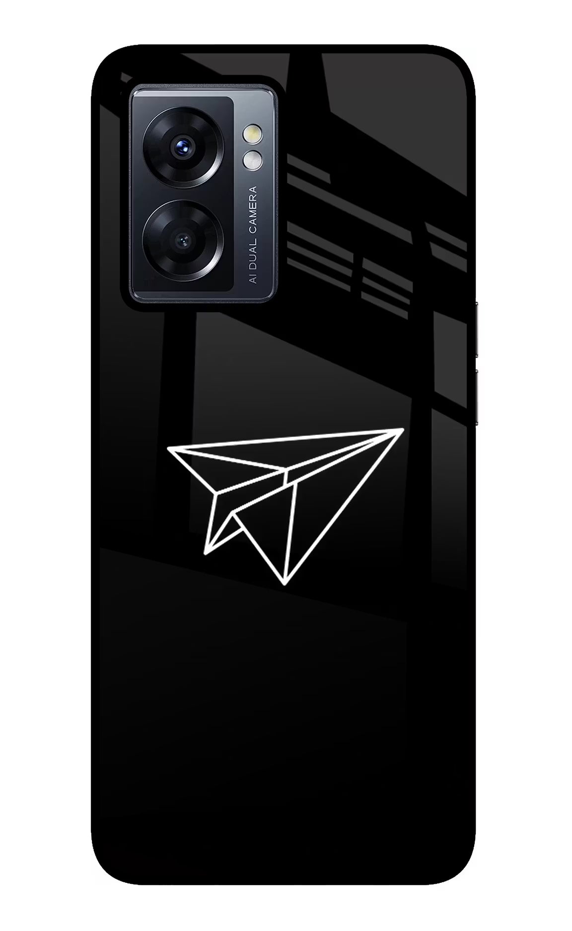 Paper Plane White Oppo K10 5G Back Cover - Paper Plane White Oppo K10 5G Glass Case Back Cover by Casekaro Paper Plane White Oppo K10 5G Glass Case Back Cover by Casekaro