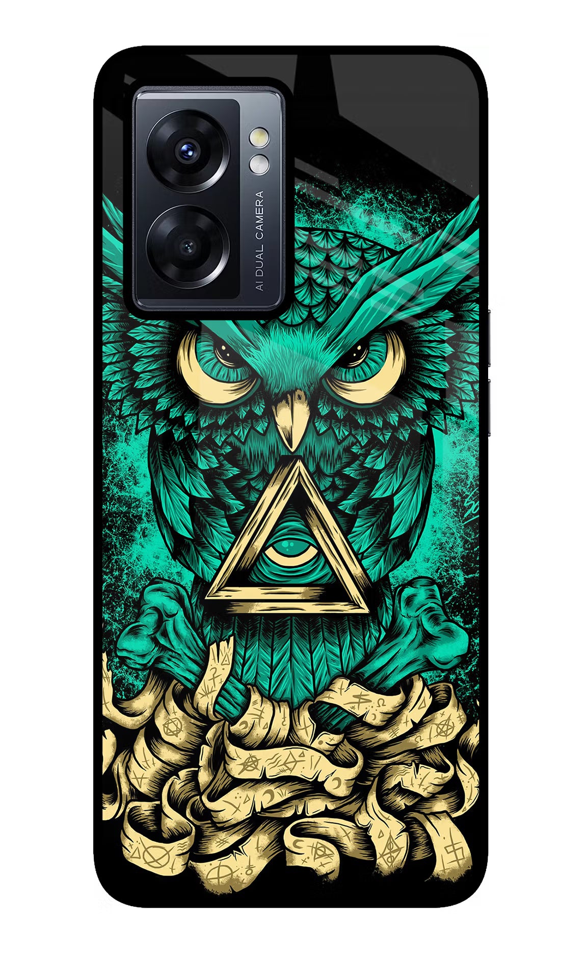 Green Owl Oppo K10 5G Glass Case - Green Owl Oppo K10 5G Glass Case Green Owl Oppo K10 5G Glass Case