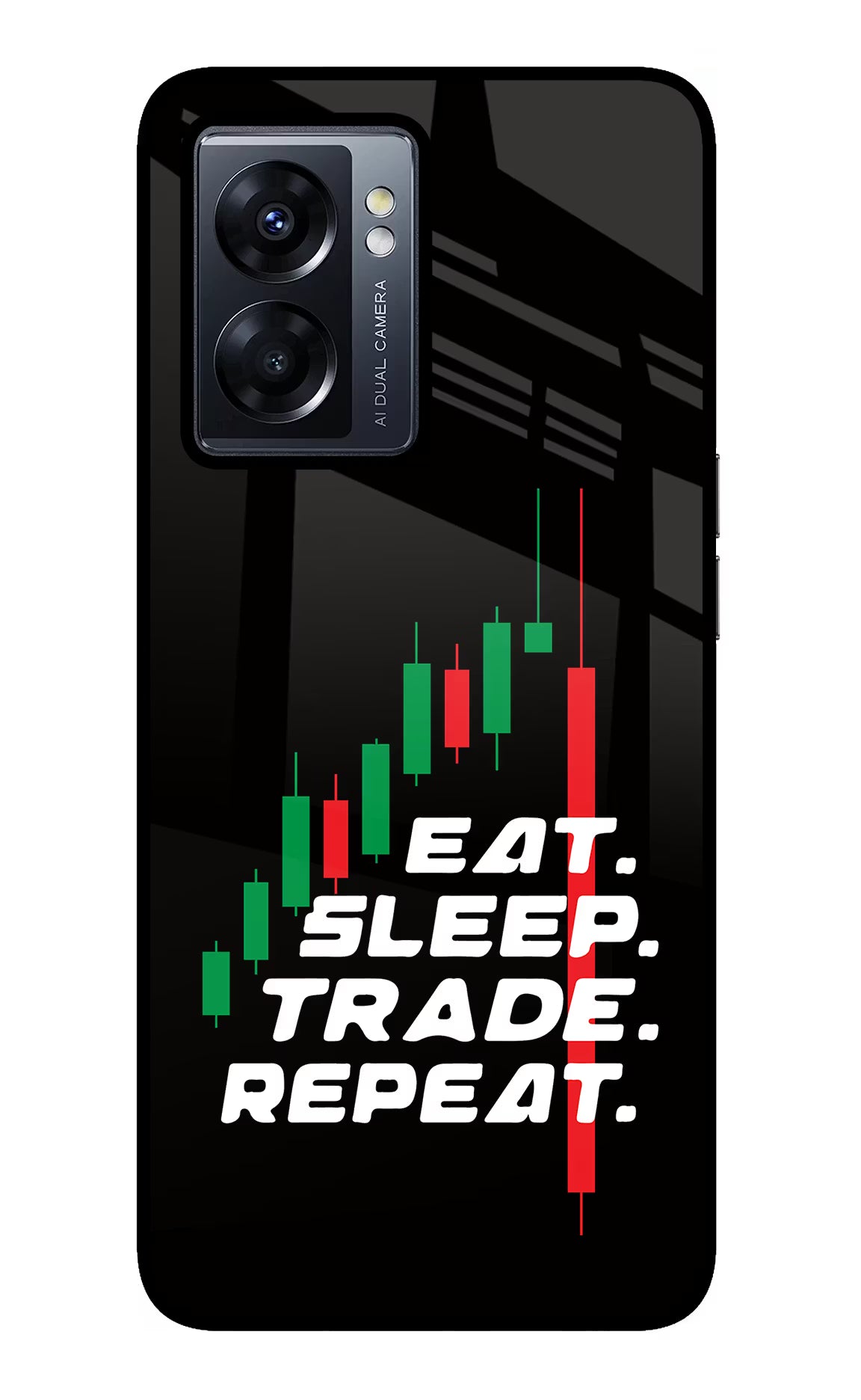 Eat Sleep Trade Repeat Oppo K10 5G Back Cover - Eat Sleep Trade Repeat Oppo K10 5G Glass Case Back Cover by Casekaro Eat Sleep Trade Repeat Oppo K10 5G Glass Case Back Cover by Casekaro