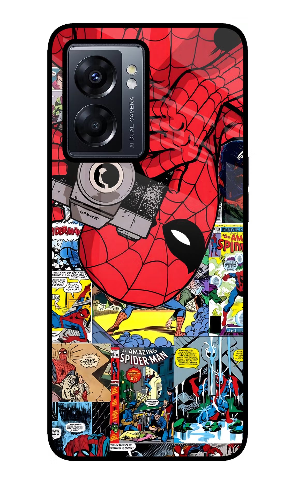 Spider Man Oppo K10 5G Back Cover - Spider Man Oppo K10 5G Glass Case Back Cover by Casekaro Spider Man Oppo K10 5G Glass Case Back Cover by Casekaro