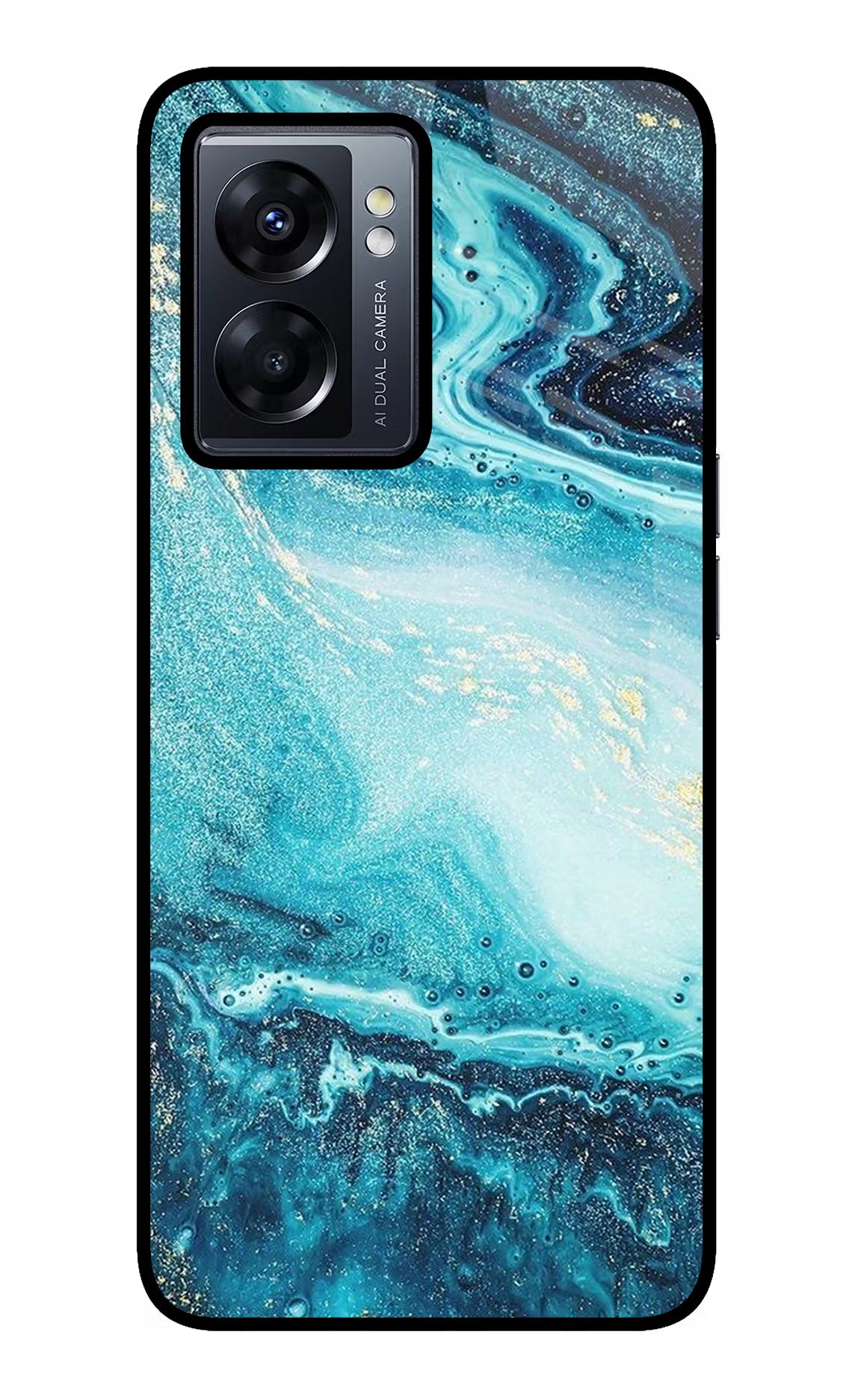 Blue Glitter Marble Oppo K10 5G Back Cover - Blue Glitter Marble Oppo K10 5G Glass Case Back Cover by Casekaro Blue Glitter Marble Oppo K10 5G Glass Case Back Cover by Casekaro
