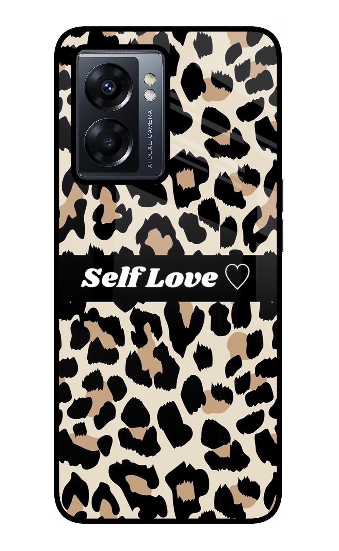 Leopard Print Self Love Oppo K10 5G Back Cover - Leopard Print Self Love Oppo K10 5G Glass Case Back Cover by Casekaro Leopard Print Self Love Oppo K10 5G Glass Case Back Cover by Casekaro