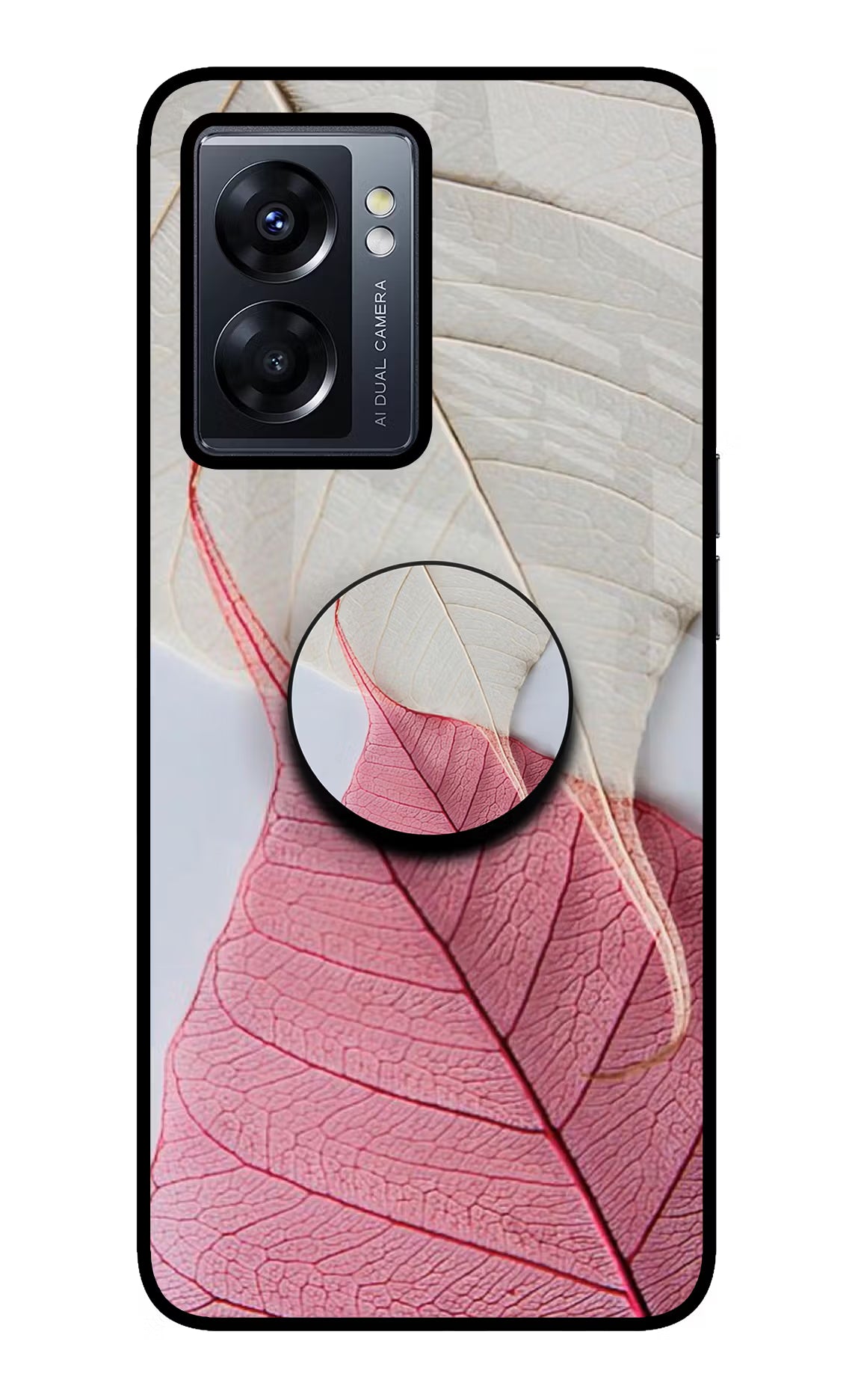 White Pink Leaf Oppo K10 5G Glass Case - White Pink Leaf Oppo K10 5G Glass Case White Pink Leaf Oppo K10 5G Glass Case