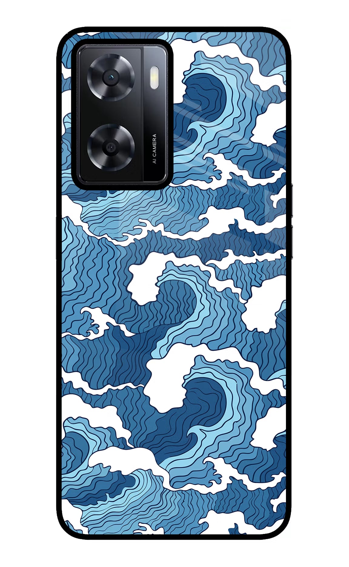 Blue Waves Oppo A57 2022 Glass Case - Blue Waves Oppo A57 2022 Glass Case Blue Waves Oppo A57 2022 Glass Case