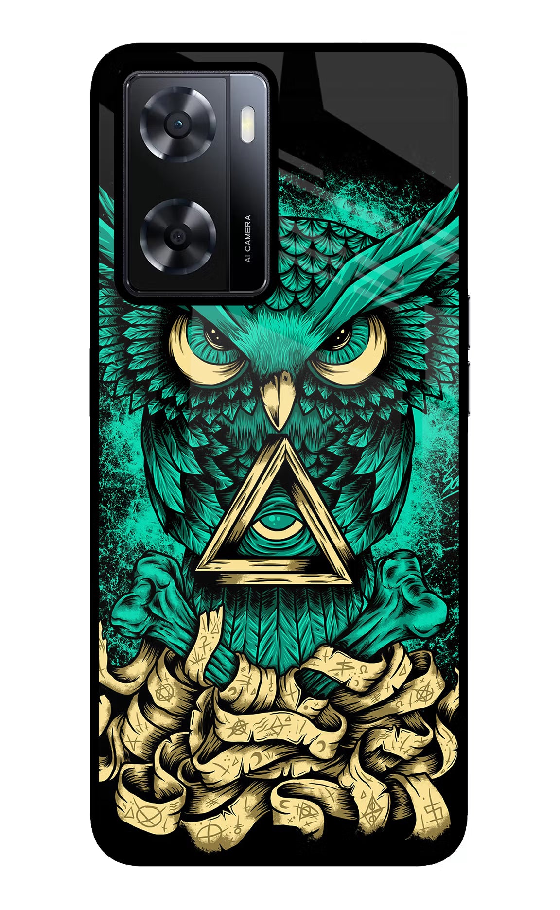 Green Owl Oppo A57 2022 Glass Case - Green Owl Oppo A57 2022 Glass Case Green Owl Oppo A57 2022 Glass Case
