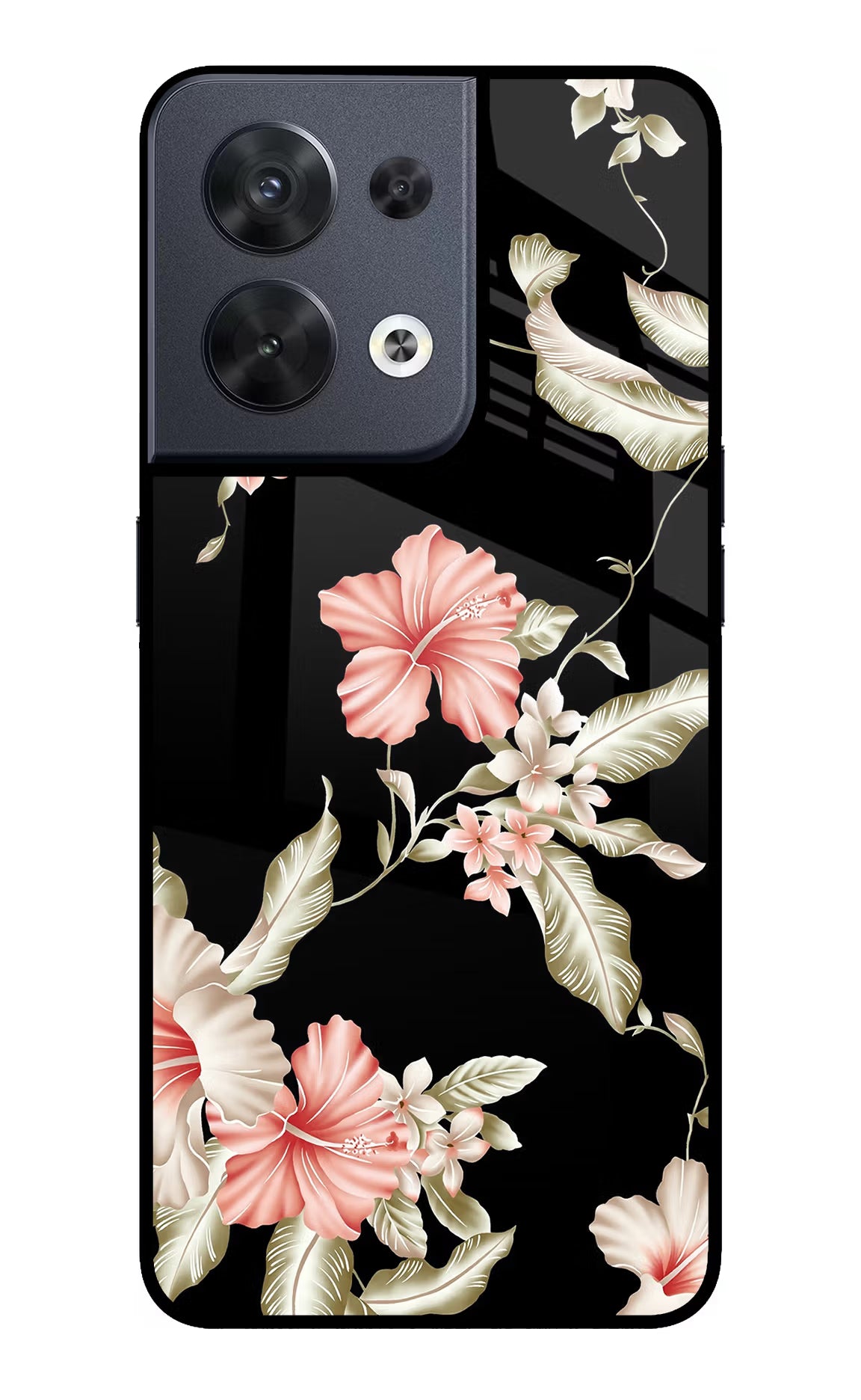 Flowers Oppo Reno8 Glass Case - Flowers Oppo Reno8 Glass Case Flowers Oppo Reno8 Glass Case