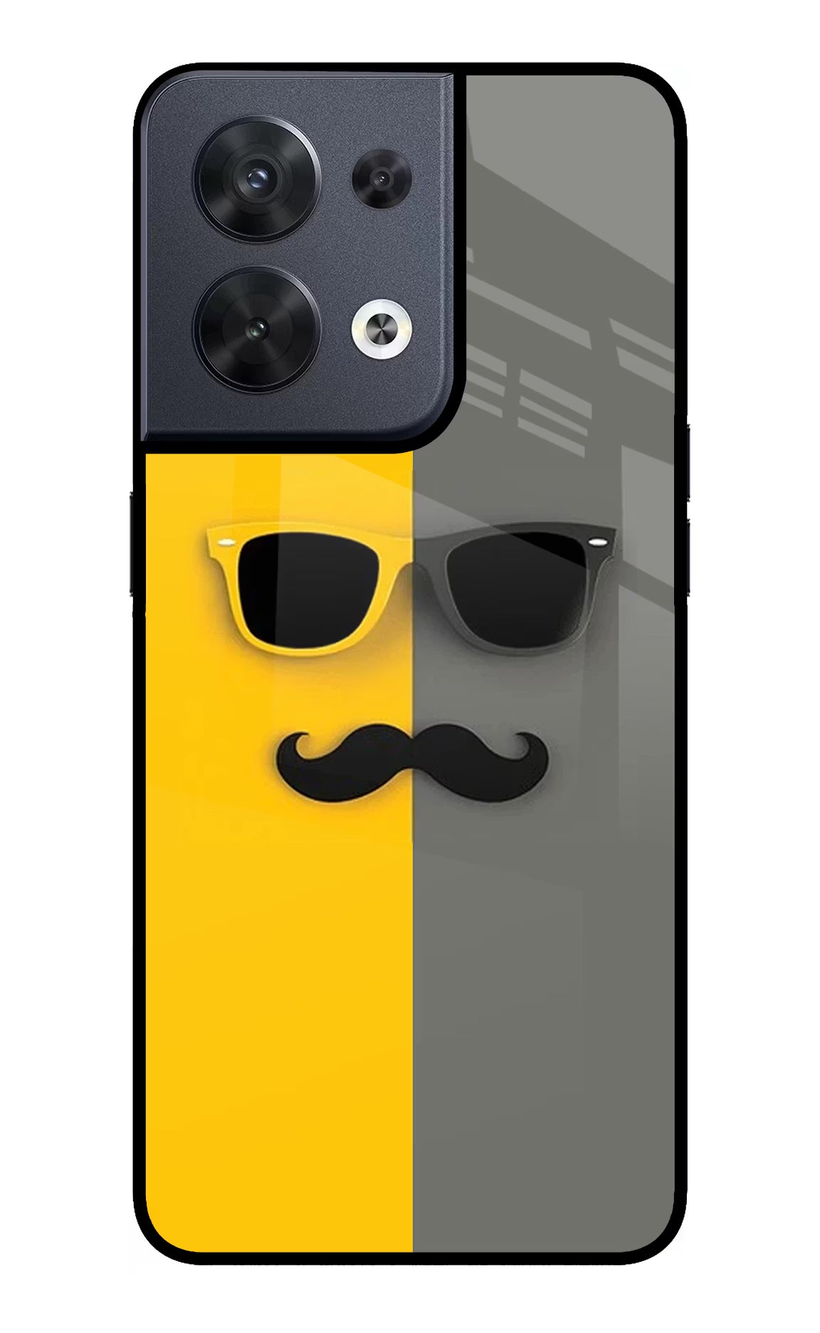 Sunglasses with Mustache Oppo Reno8 Glass Case - Sunglasses with Mustache Oppo Reno8 Glass Case Sunglasses with Mustache Oppo Reno8 Glass Case