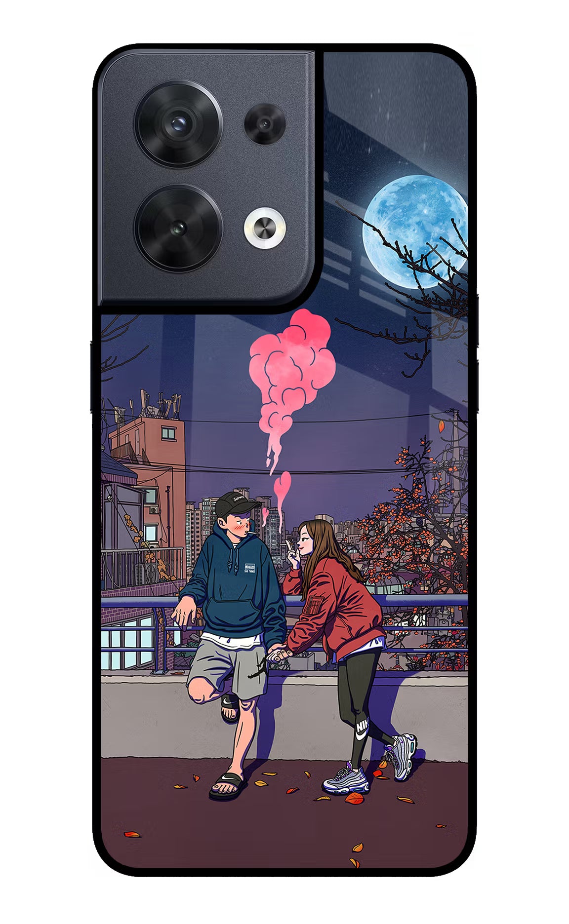 Chilling Couple Oppo Reno8 Glass Case - Chilling Couple Oppo Reno8 Glass Case Chilling Couple Oppo Reno8 Glass Case