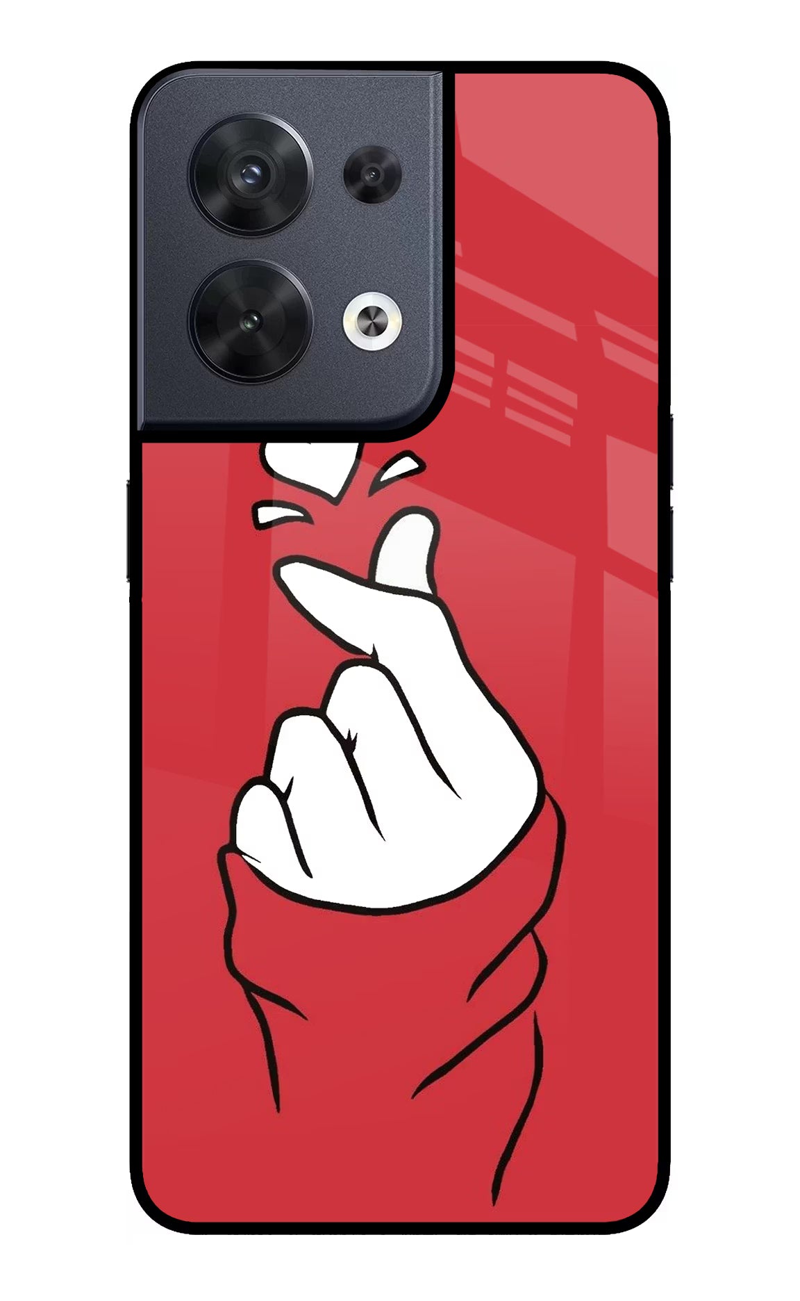 Korean Love Sign Oppo Reno8 Glass Case - Korean Love Sign Oppo Reno8 Glass Case Korean Love Sign Oppo Reno8 Glass Case