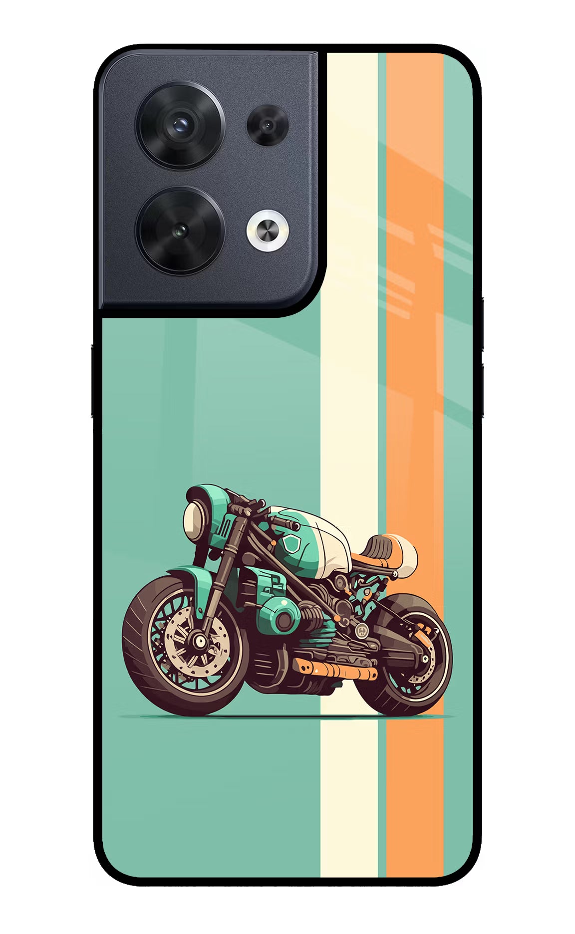 Striped Moto Drift Oppo Reno8 Glass Case - Striped Moto Drift Oppo Reno8 Glass Case Striped Moto Drift Oppo Reno8 Glass Case