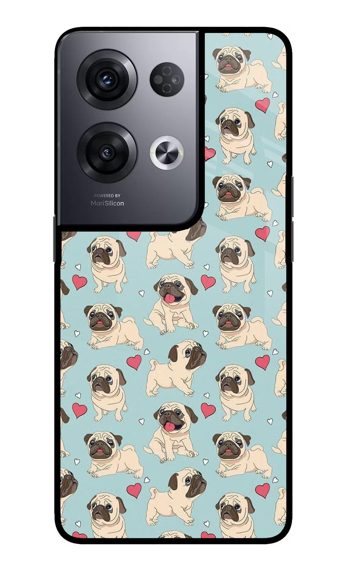 Pug Dog Oppo Reno8 Pro Back Cover - Pug Dog Oppo Reno8 Pro Glass Case Back Cover by Casekaro Pug Dog Oppo Reno8 Pro Glass Case Back Cover by Casekaro
