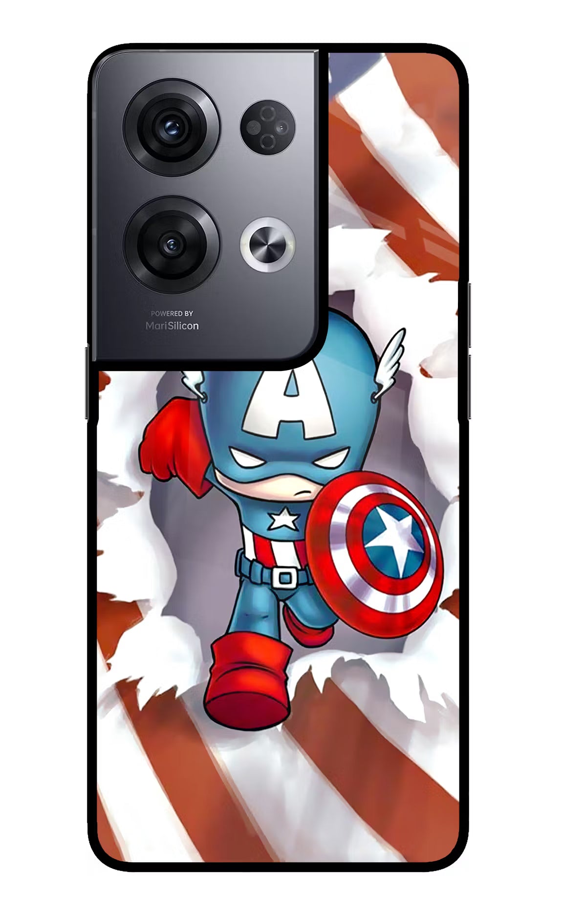 Captain America Oppo Reno8 Pro Back Cover - Captain America Oppo Reno8 Pro Glass Case Back Cover by Casekaro Captain America Oppo Reno8 Pro Glass Case Back Cover by Casekaro