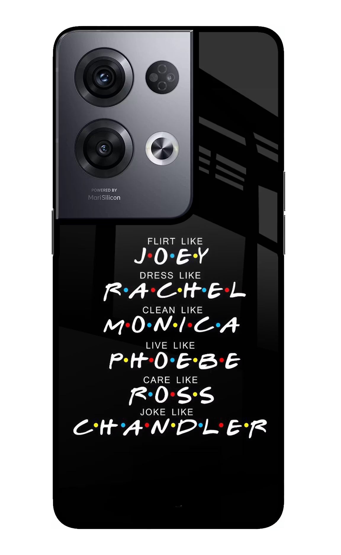 FRIENDS Character Oppo Reno8 Pro Back Cover - FRIENDS Character Oppo Reno8 Pro Glass Case Back Cover by Casekaro FRIENDS Character Oppo Reno8 Pro Glass Case Back Cover by Casekaro